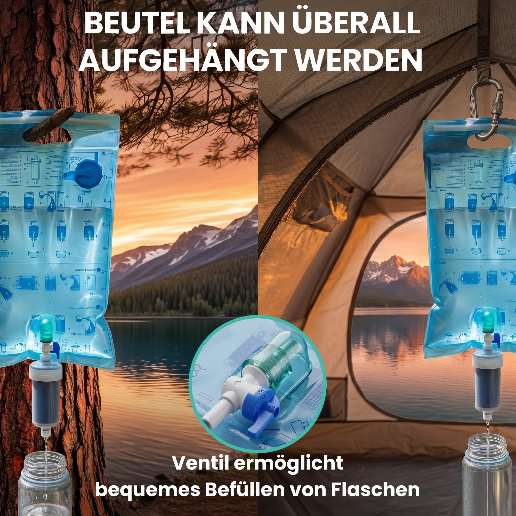Extralink Filtre à Eau Gravité Poche 10L Membrane UF 0,01µm Camping Survie