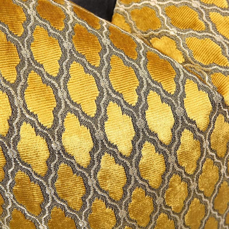 Miniatura 3 de THE-TINOART Fundas de almohada de terciopelo dorado brillante de 22 x 22 pulgadas, diseño geométrico de diamante, bordado de terciopelo, funda de