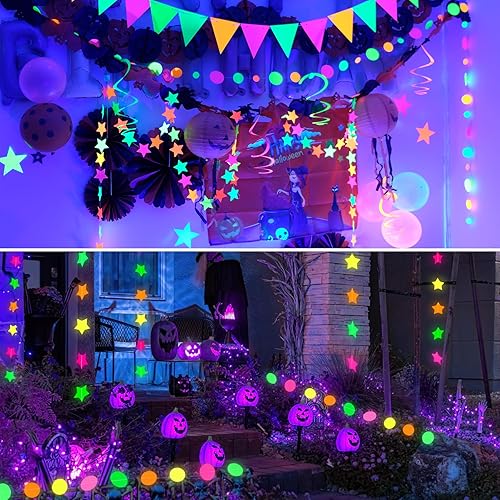 Miniatura 8 de Luces negras de 100 W, 1 paquete de luz LED negra con enchufe, luces negras impermeables IP66 para fiestas de baile, brillan en la oscuridad,