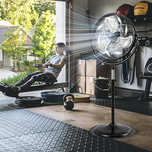 Miniatura 3 de COSTWAY Ventilador de pedestal industrial de alta velocidad de 20 pulgadas, ventilador de pie comercial resistente con 3 velocidades, rotación de