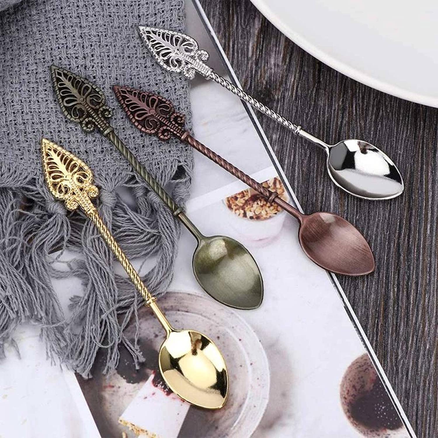 Löffel Restaurants Vintage Löffel Royal Style Teelöffel Kaffee Dessert Scoop Geschirr Küchenwerkzeug Esslöffel Hause(A)