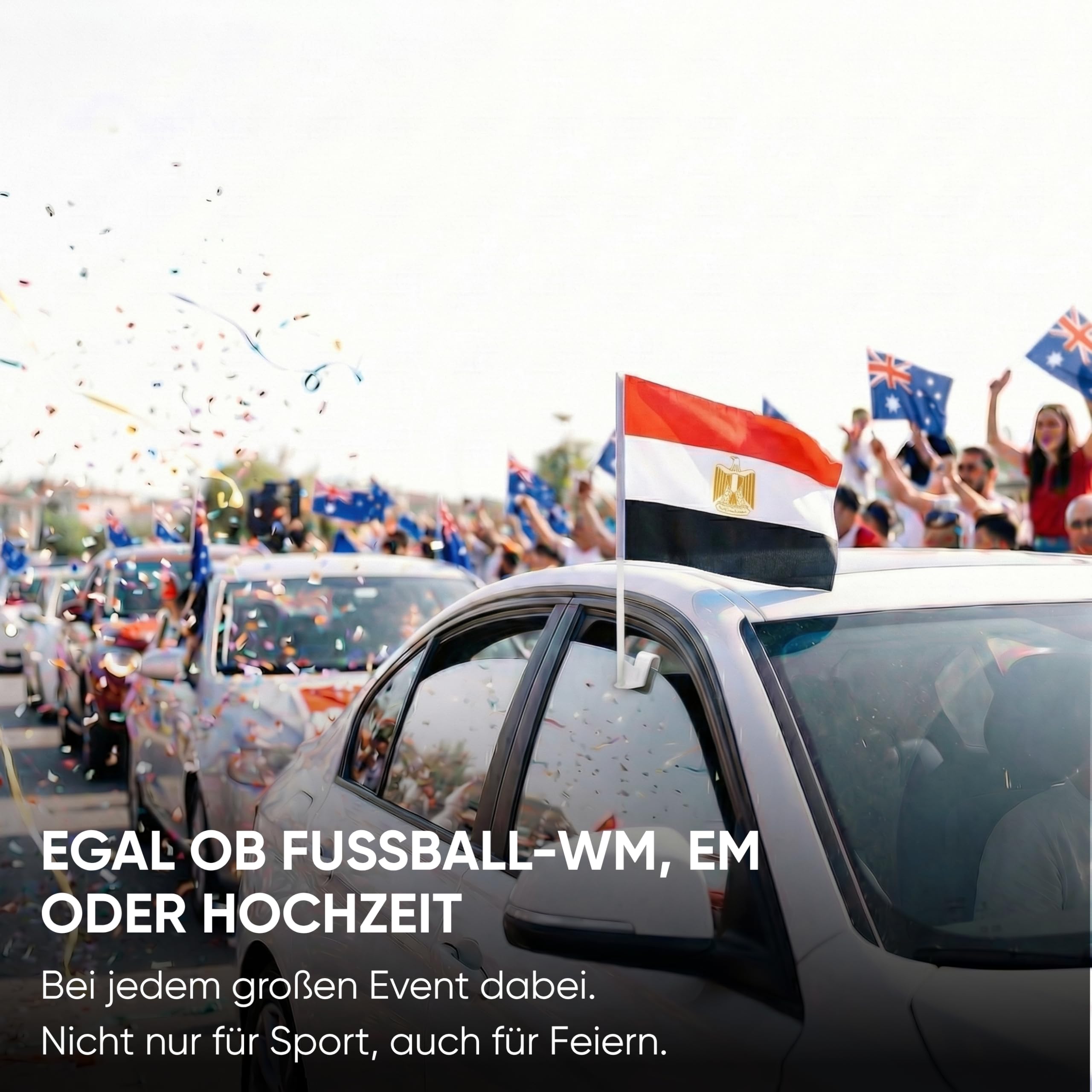 2er Set Auto Fahne Ägypten - Autofahnen Ägyptische Flagge 30 x 45 cm, Fußball Fanartikel, WM & EM, Länderflagge Ägypten