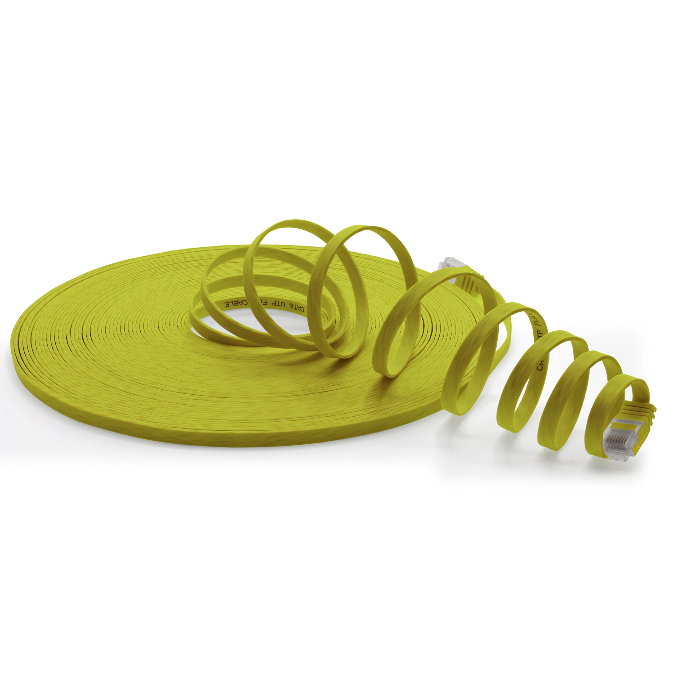 2m - CAT6 Yellow Flat Network Cable - 1 Piece 10/100/1000 Mbit/s Gigabit Network Cables LAN Floor Slim Cable Patch Compatible with CAT5 CAT6 CAT7 CAT8 Compatible Ribbon LAN Cable