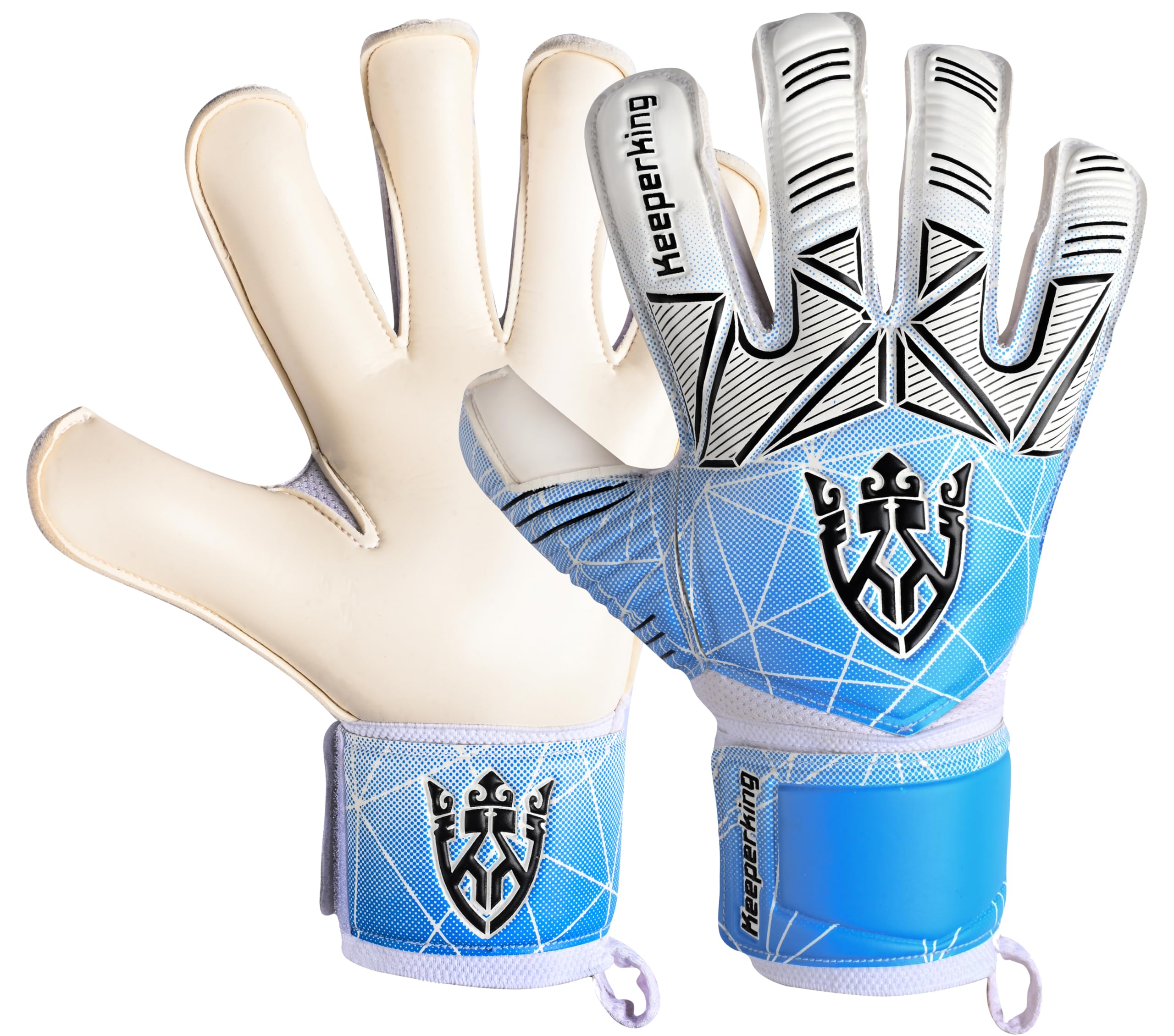 Keeperking - Guanti da portiere per adulti, bambini e adolescenti, con e senza protezione per le dita rimovibile, da 4 mm, unisex,