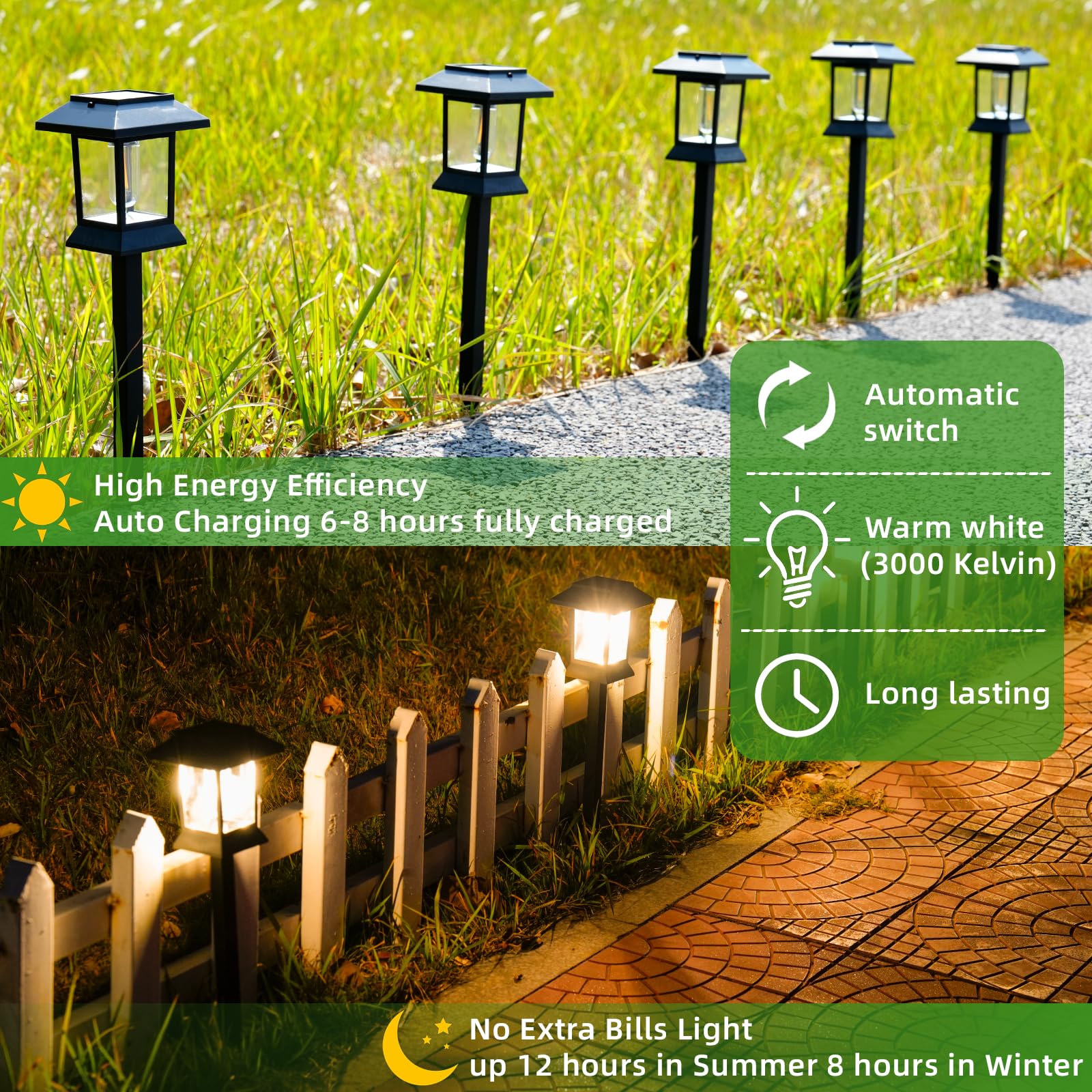 ライト・ランタン OVERLAP THE LIGHT soil hack society 6 Pack Solar Pathway Lights Outdoor Waterproof, Dual-Use