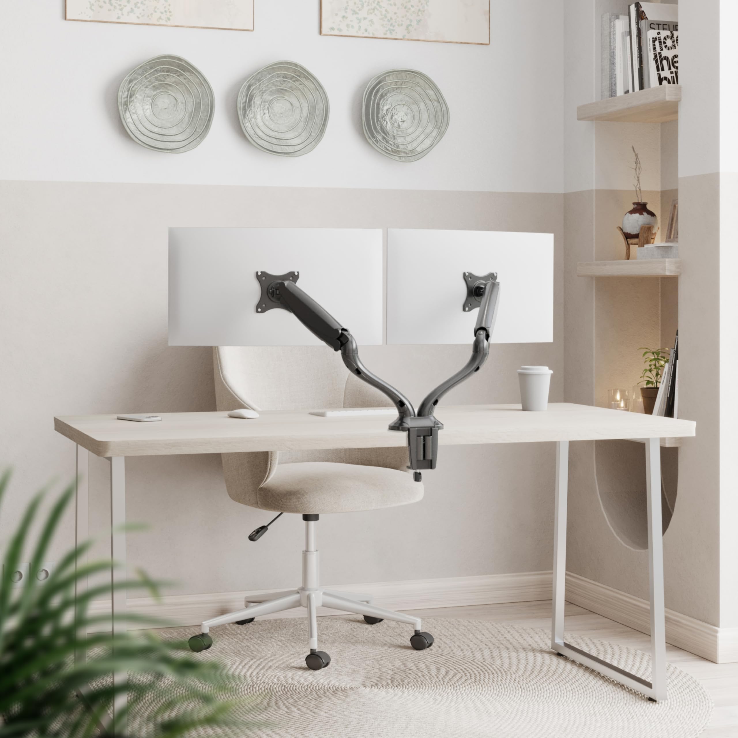 RICOO Uchwyt na monitor TS6611 stołowy ze sprężyną gazową 13-27 cali VESA 75x75 100x100 obrotowy
