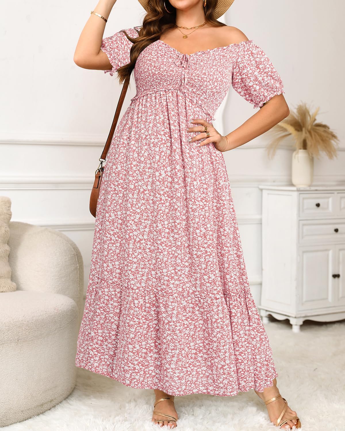 Plus Size Sun Dresses Women - Summer Off The Shoulder Puff Sleeve A Line Boho Maxi Flow Long Dress 2025 - Image 2