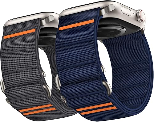 Miniatura 14 de Suitisbest Paquete de 2 correas deportivas compatibles con Apple Watch Ultra de 49mm 46mm 45mm 44mm 42mm 41mm 40mm 38mm, correa deportiva elástica