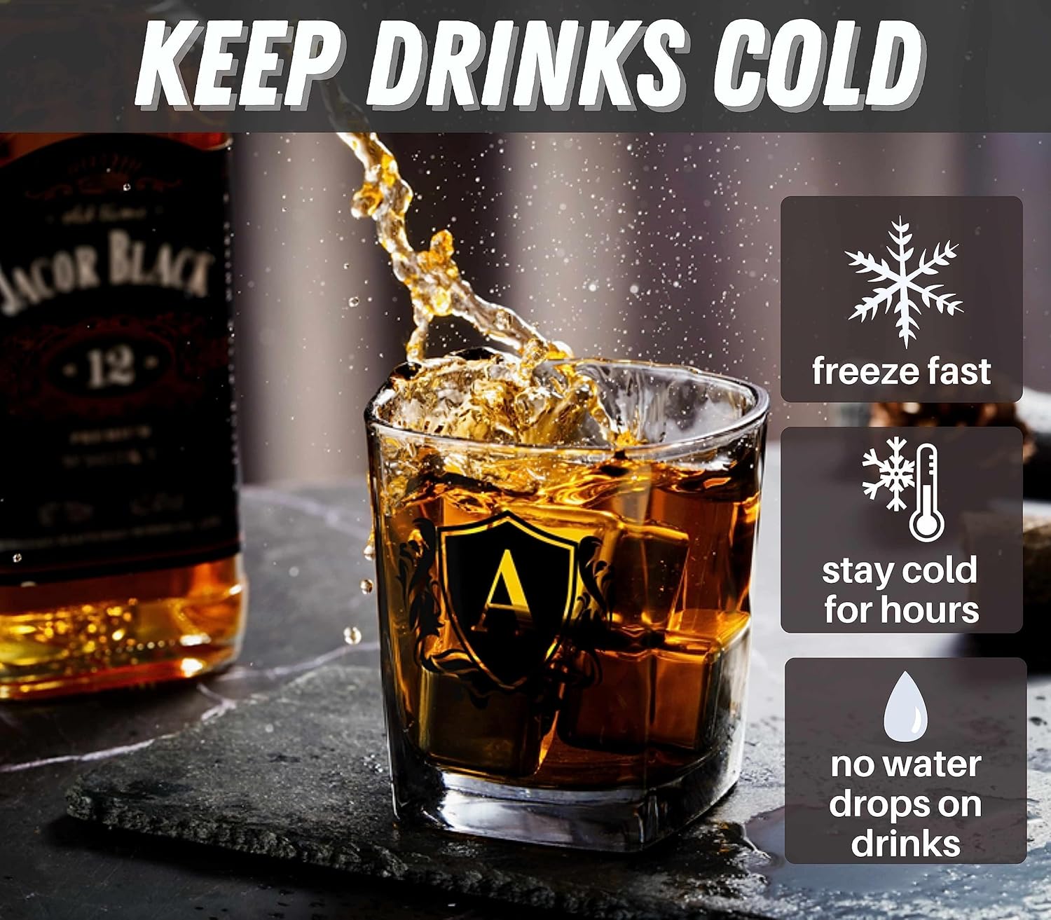 Whisky Gifts for Men, Personalized Initial Whiskey Glass with Whiskey Stones for Dad, Boyfriend, Best Friends, Coworkers, Husband, Brother, Uncle and Boss on Father's Day, Boss Day and Birthday - D - Image 5