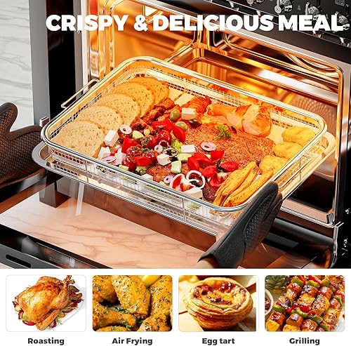 Miniatura 6 de Cesta para freidora de aire para horno, cesta para freidora de aire y bandeja de horno de acero inoxidable para hornear, freidora de aire, estante