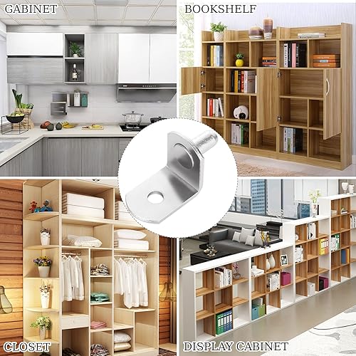 Miniatura 7 de 100 clavijas de soporte para estantes, 0.197in0.19 pulgadas con agujero, clips de metal en forma de L, clips en forma de L para muebles de cocina,