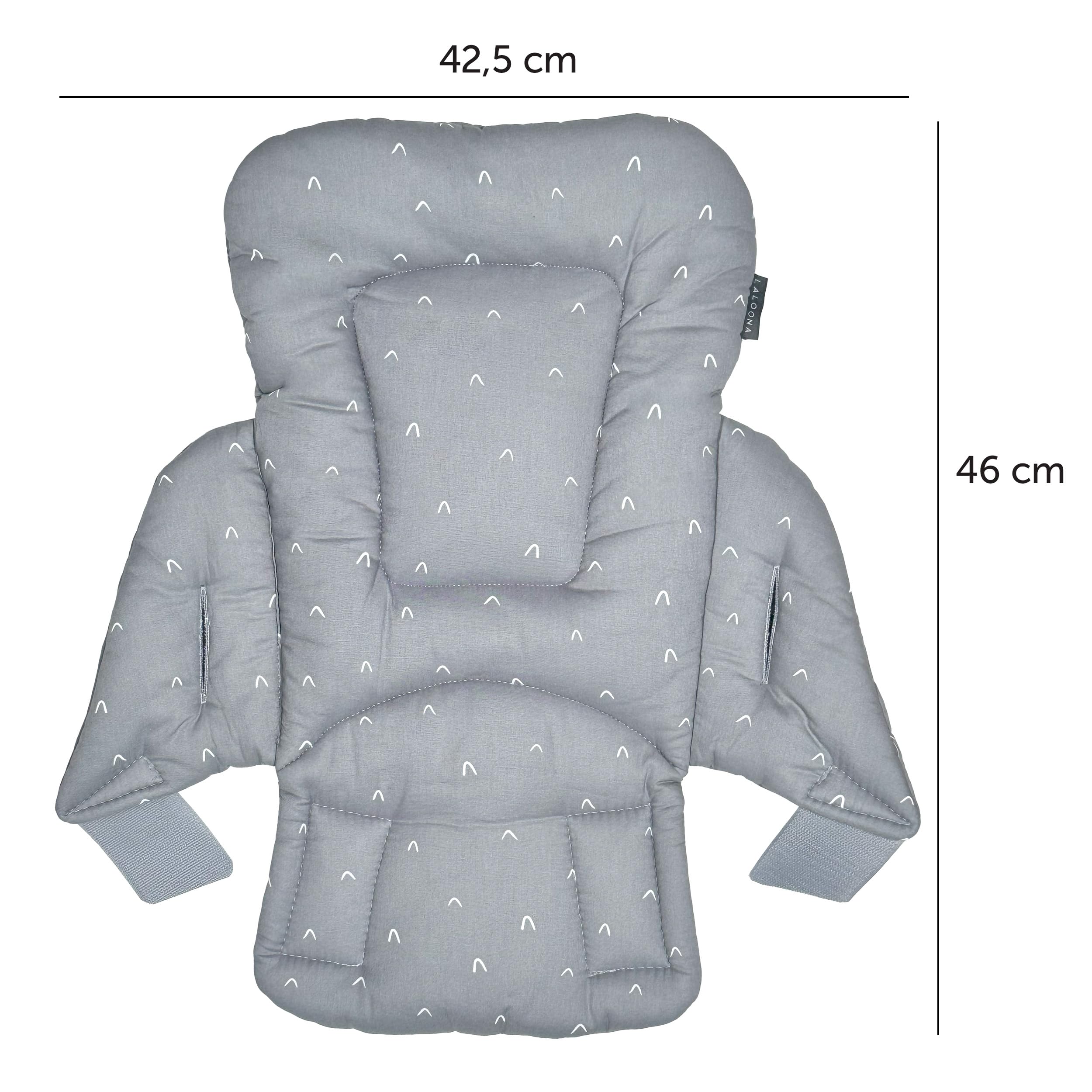 LaLoona Reductor para Trona Bebe Stokke Tripp Trapp, Cojin Trona Madera Algodón, Reductor de Asiento para Trona Evolutiva OEKO-TEX 100, No Irrita la Piel, Lavable - Gris