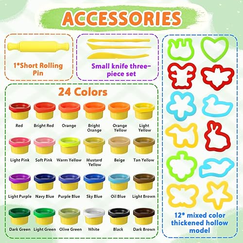 Miniatura 3 de Regalos navideños para niños  24 colores DIY Playdough paquete a granel para el aula  Relleno de calcetines de Navidad con 16 herramientas de