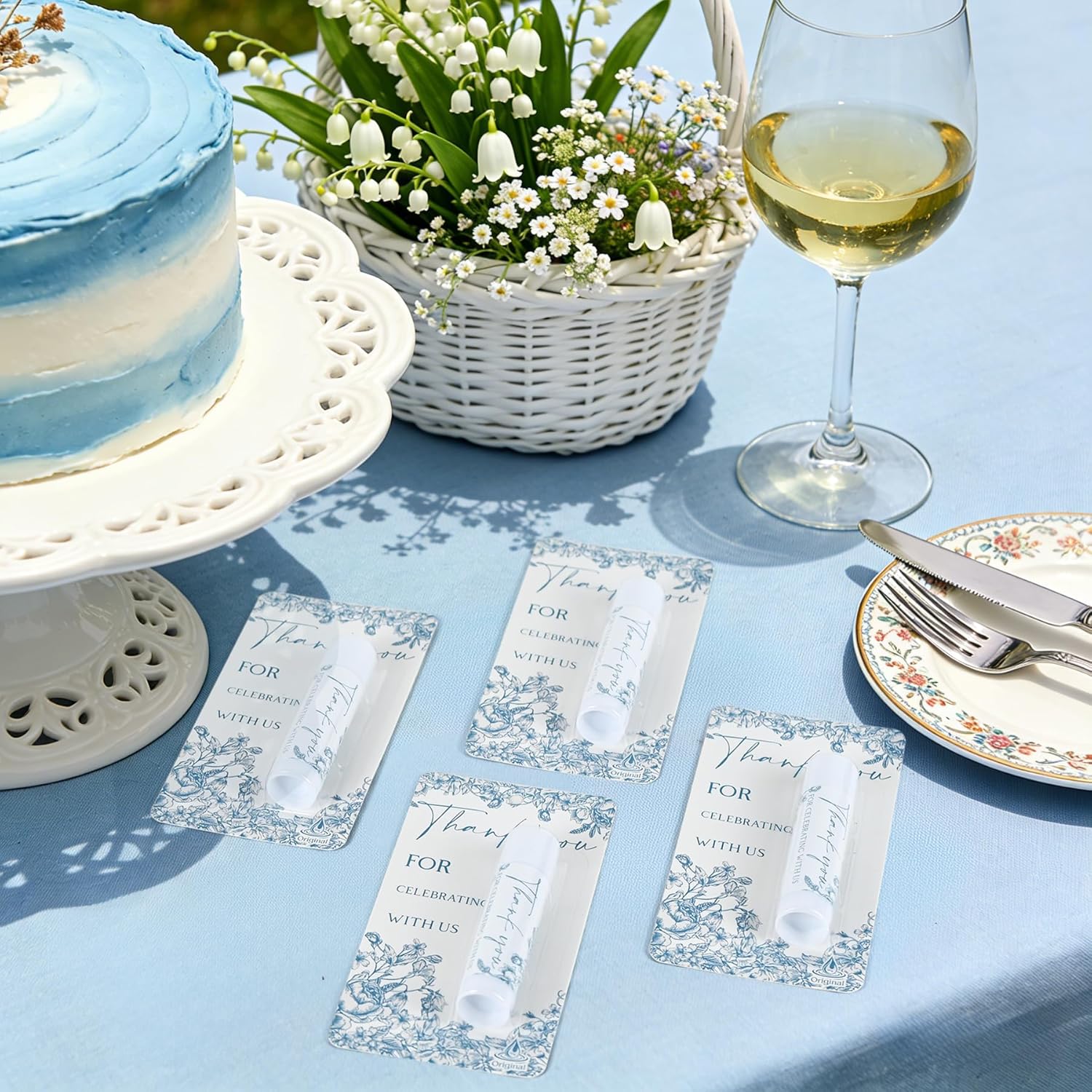 30 Pack Moisturizing Lip Balms in Bulk Return Thank You Gifts for Wedding Blue Floral Theme Birthday Baby Shower Gifts Party Favors Games Prizes Guests Gift (Original)