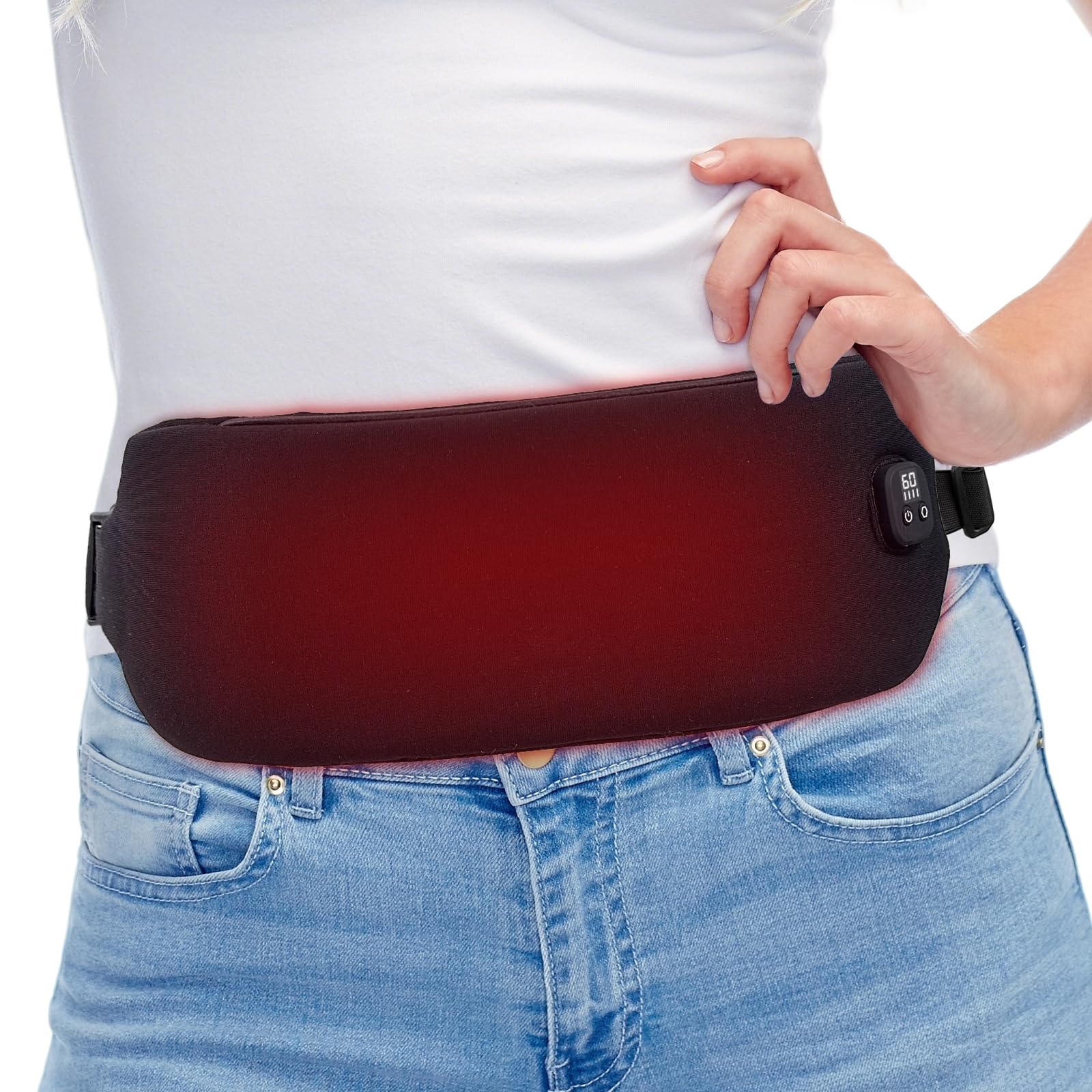 Telepepe Perioden Menstruations Wärmegürtel, Wärmegürtel Rücken mit 3000mAh Akku, Heizgürtel für Kramps, 4 Wärmelevel & Zeitseinstellungen, Geschenke für Frauen und Mädchen (Schwarz)