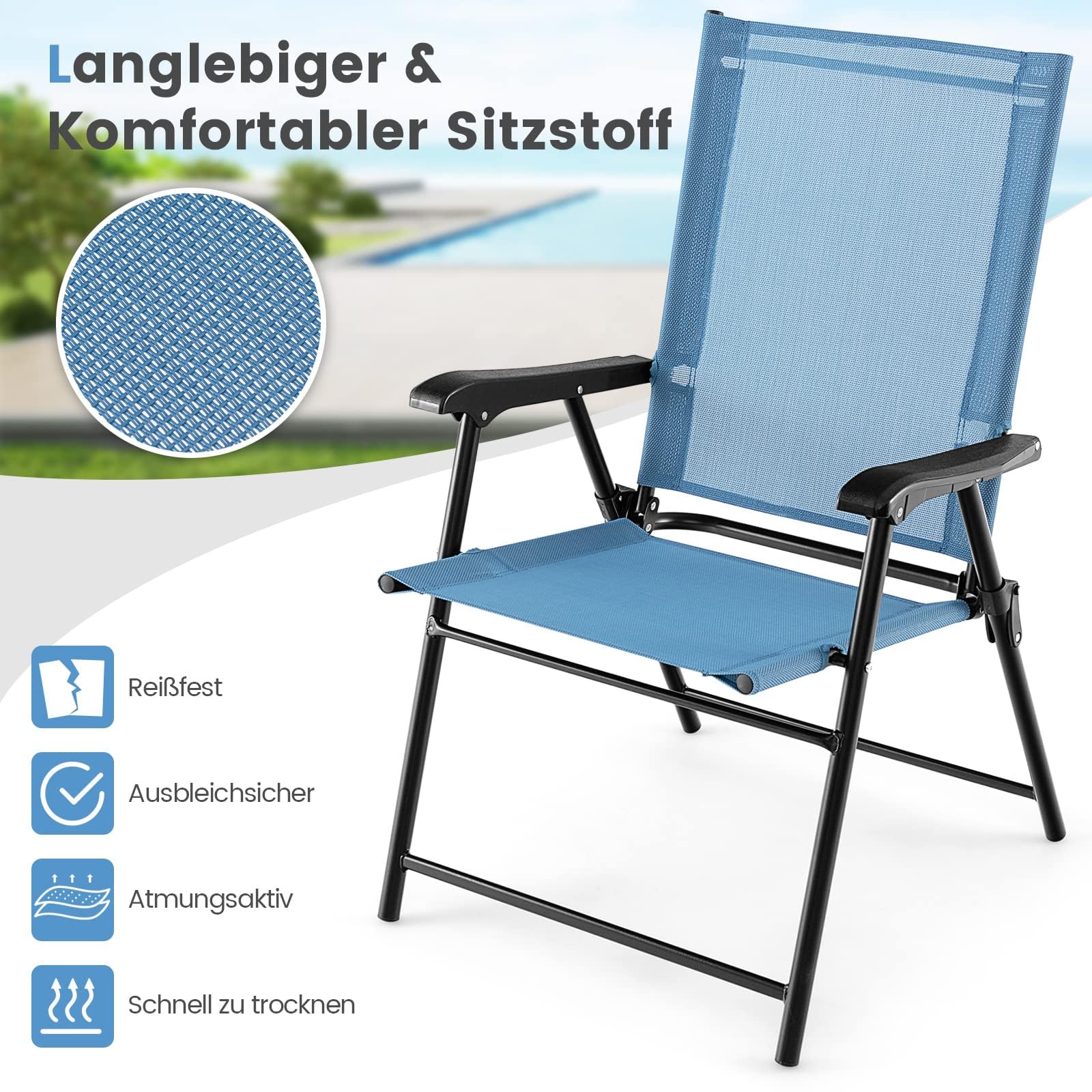 Costway 2er Set Gartenstühle Hochlehner Klappbar Atmungsaktiver Stoff ab 46,79 € | Preisvergleich bei