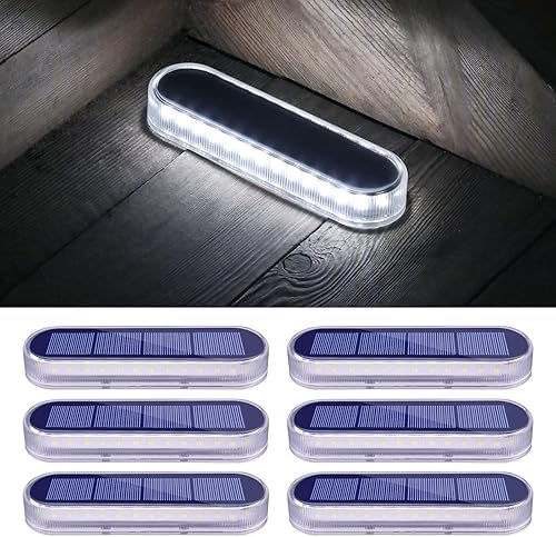 Miniatura 7 de Honalia Luces solares para cubierta, luces de muelle de entrada, paquete de 6 luces LED inalámbricas IP68 impermeables para exteriores, luces de