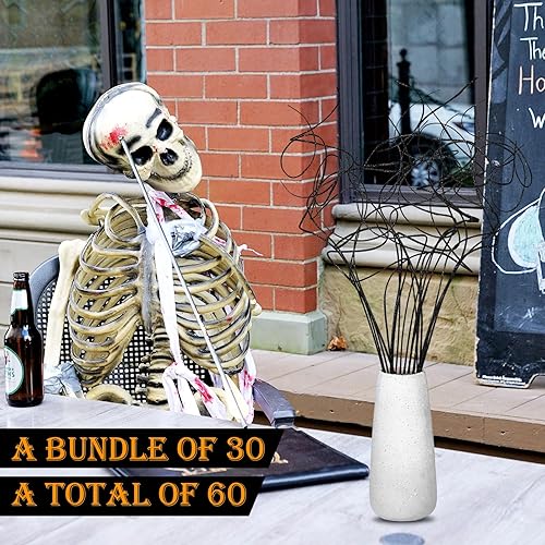 Miniatura 4 de Syhood Jarrón de ramas rizadas de Navidad con 60 tallos de Navidad, con purpurina, para decoración de Navidad, boda, vacaciones y hogar (dorado)