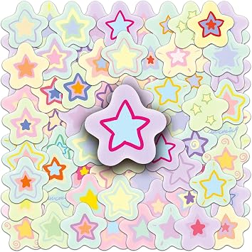 LYLSDSB Stars Stickers Pack of 50 Vinyl Cute Funny Star Stickers for Laptop Water Bottles Skateboard Bicycle Computer Snowboard Luggage Car Waterproof Cool Stickers for Children Teenagers Boys