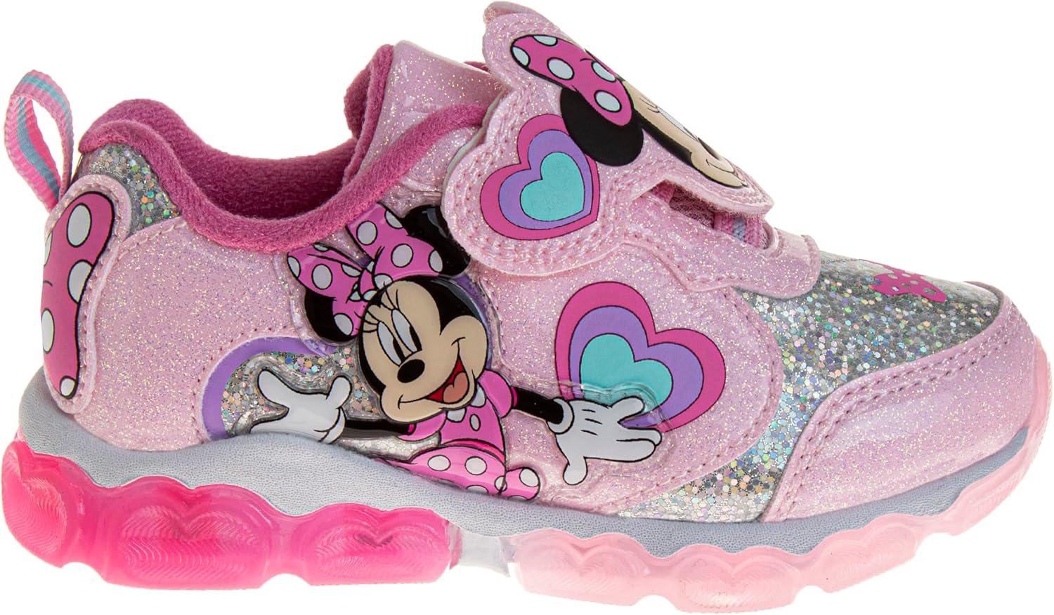 Disney Girls' innie Mouse Shoes - Minnie Mouse Slip-On Laceless Light-Up Sneakers (Toddler/Little Kid)
