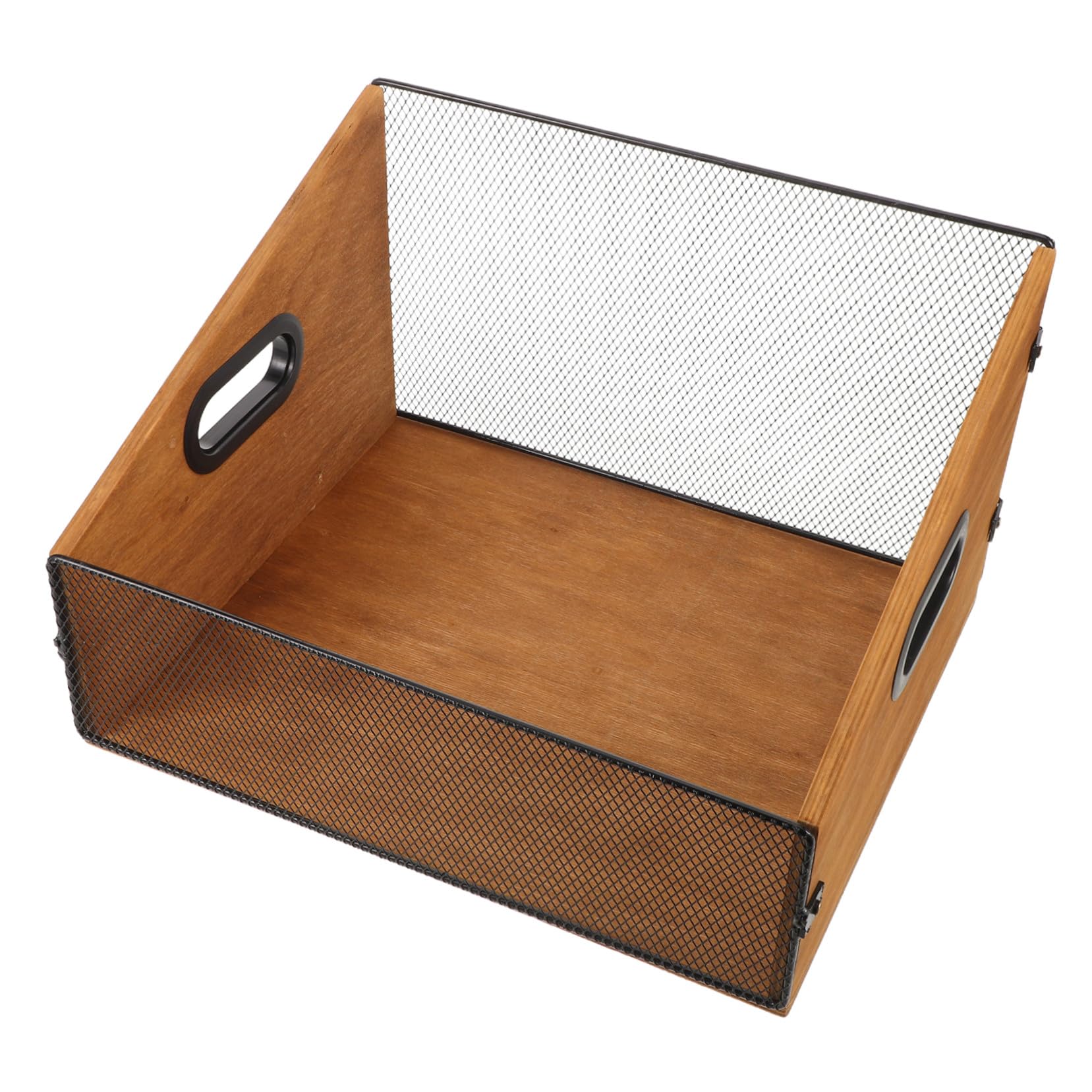 Scatola Porta Dischi in Legno con Manici Ergonomici Organizer per Vinili e Album Fotografici Cassa Rustica Robusta per Archivio Media e Libri