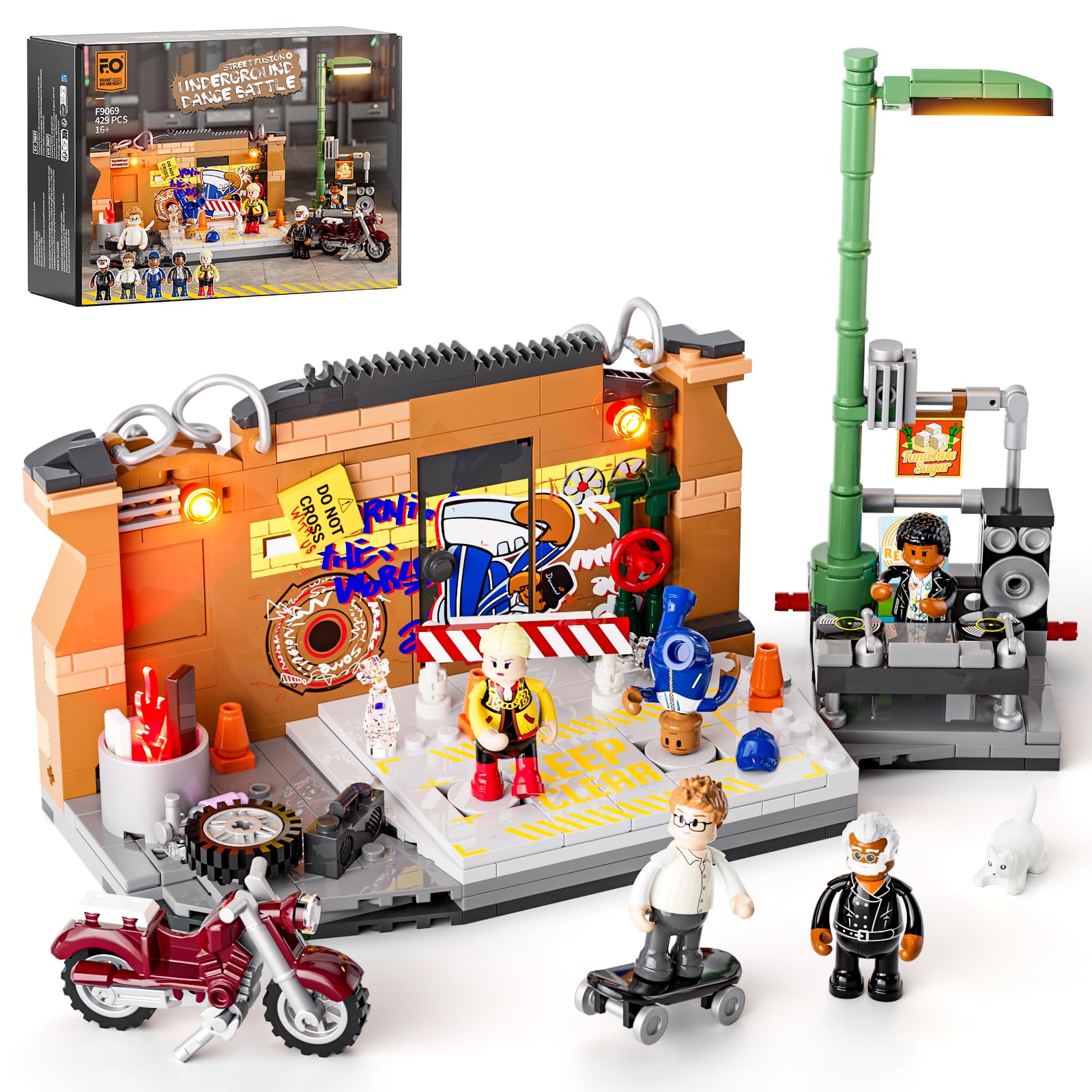Funwhole Underground-Dance-Battle Building Set with Light,City Street Fusion Modular Blocks, 429 Pcs, Toy Gift for Adults & Teens & Street Culture Enthusiasts, F9069