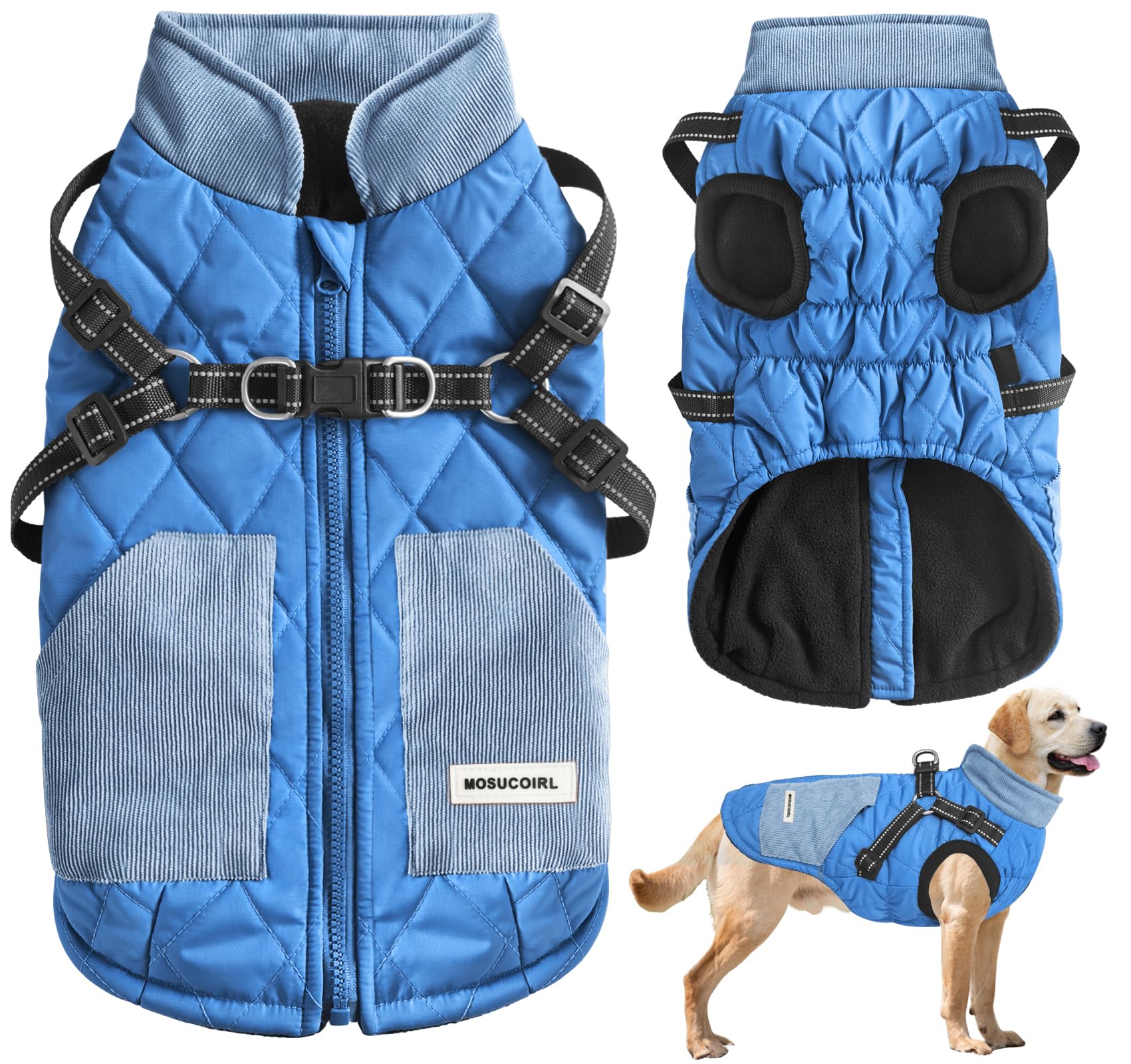 Mosucoirl Warm Dog Coats Pet Clothes, Waterproof Dogs Jacket Reflective Pet Outfits Winter Dog Cold Weather Coat Cozy Snow Jackets Vest for Small Medium Large Dogs Puppy Doggie โ image 1