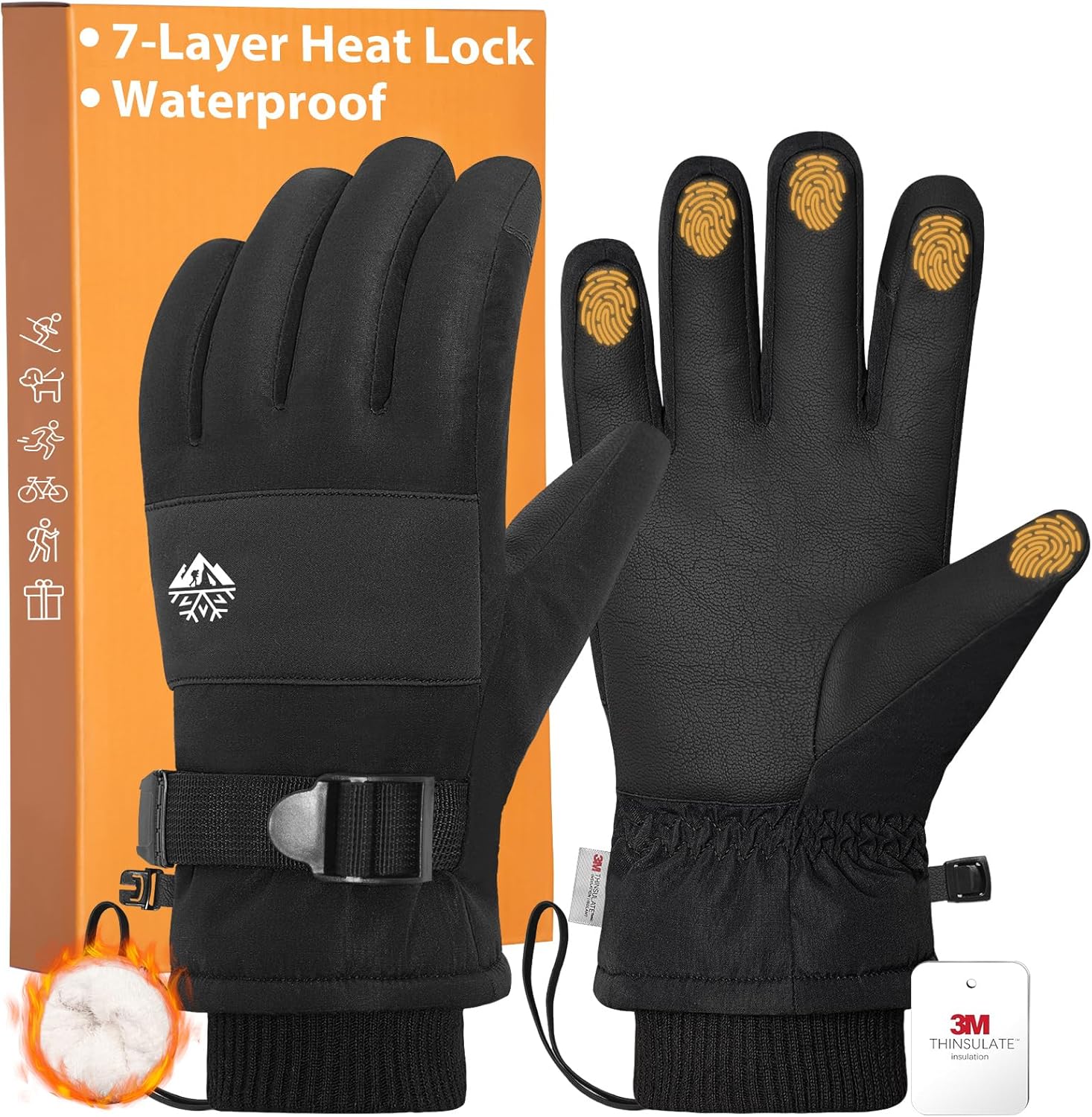 Pixel Panda Mens Winter Gloves Waterproof
