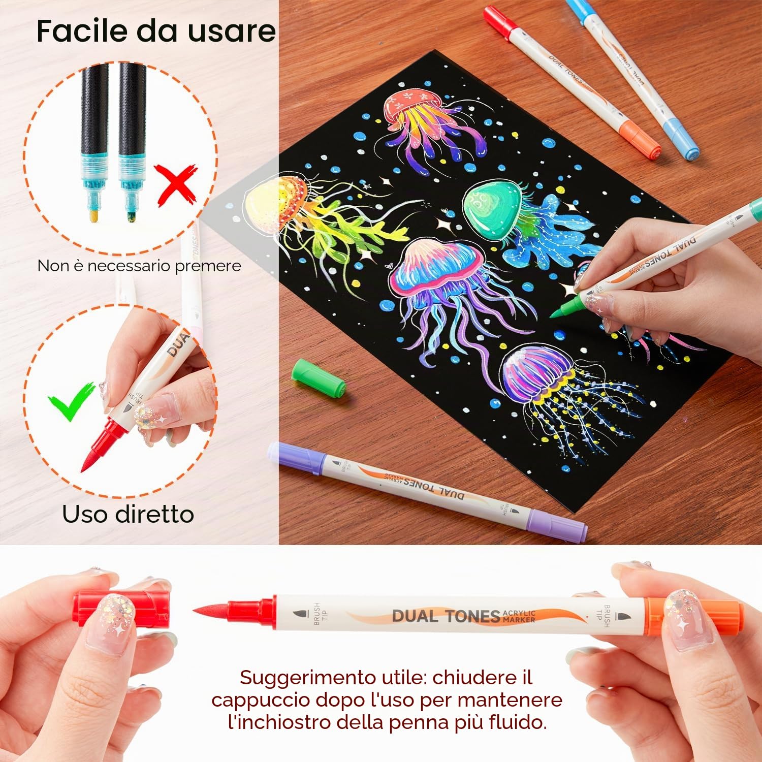 Shuttle Art Confezione da 60 pennarelli acrilici a doppia tonalità, 120 colori per pittura su roccia, ceramica, legno, tela, vetro, pietra, tessuto, biglietti, fai da te e forniture artistiche