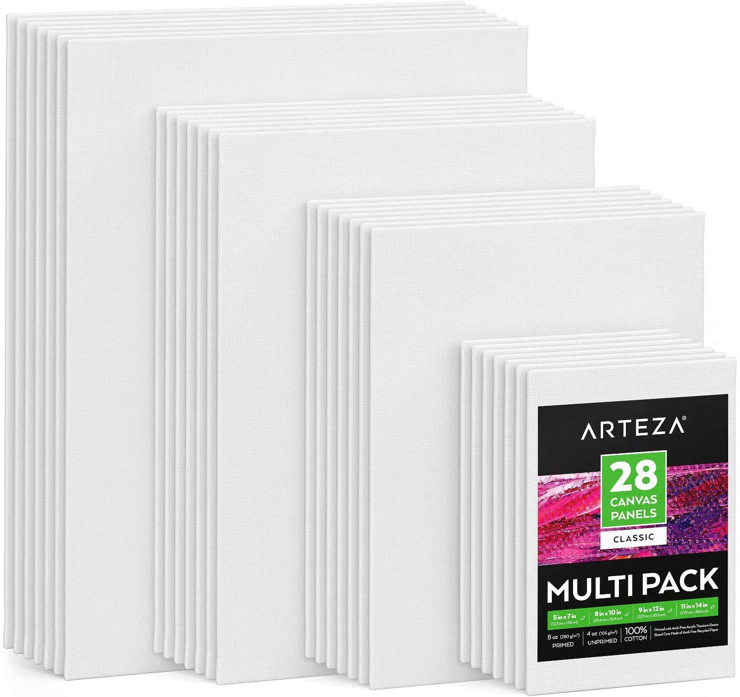 Buy ARTEZA Canvas Boards for Painting, Multipack of 28, 5x7, 8x10, 9x12