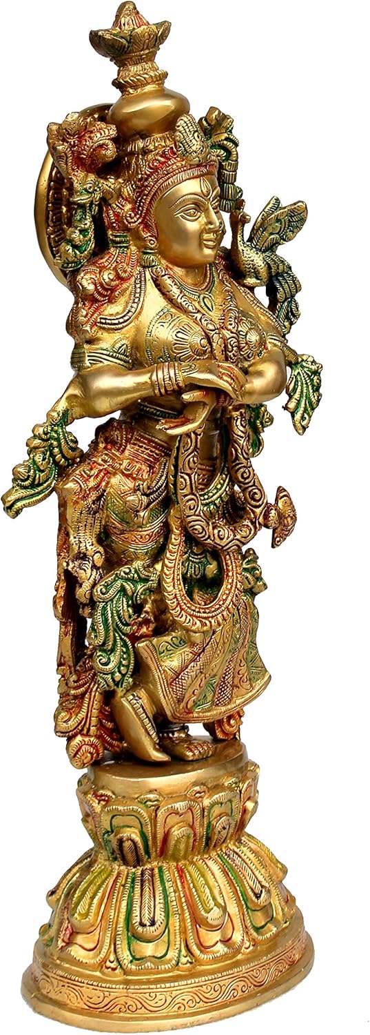 eSplanade - Brass Radha Krishna Idol Statue Sculpture - Big Size (21) (Radha Coloured)
