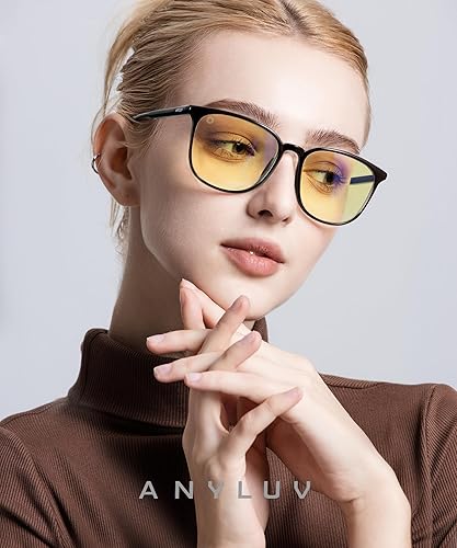 Miniatura 2 de ANYLUV Gafas de bloqueo de luz azul para hombres, gafas cuadradas para computadora con protección UV antifatiga ocular