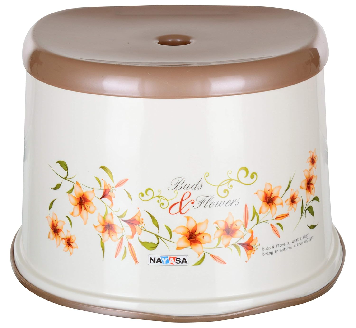 Nayasa Bathroom Stool (Glossy, Cream Square 511) aarohi13, Cream/Brown ...