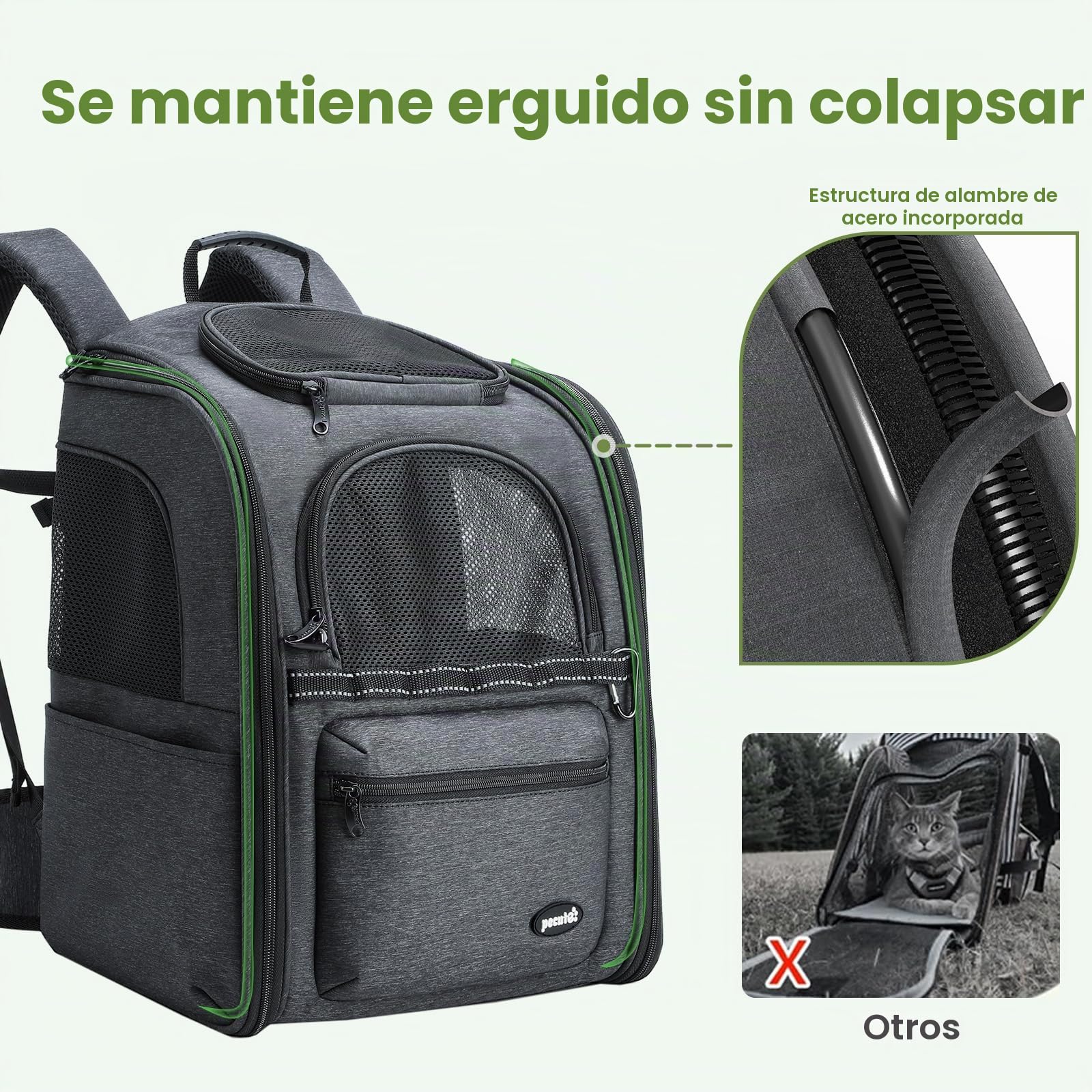 Pecute mochila gato reducción de carga antigravedad, mochila ergonómica para gatos,mochila de descompresión para gatos transporte, adecuada para viajar con mascotas, visitar al médico, hacer caminatas