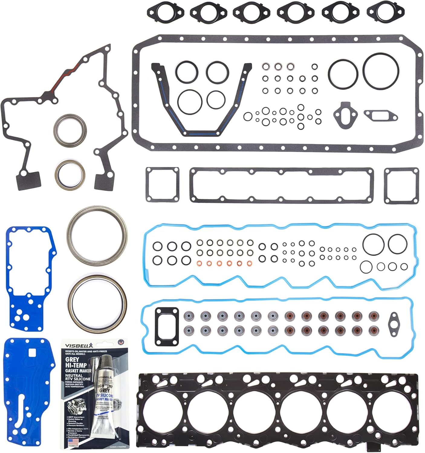 DG-8614973396 Full Gasket Set Compatible With/Replacement For 03-09 Dodge Ram 2500 3500 5.9L L6 OHV Diesel Turbo-charged