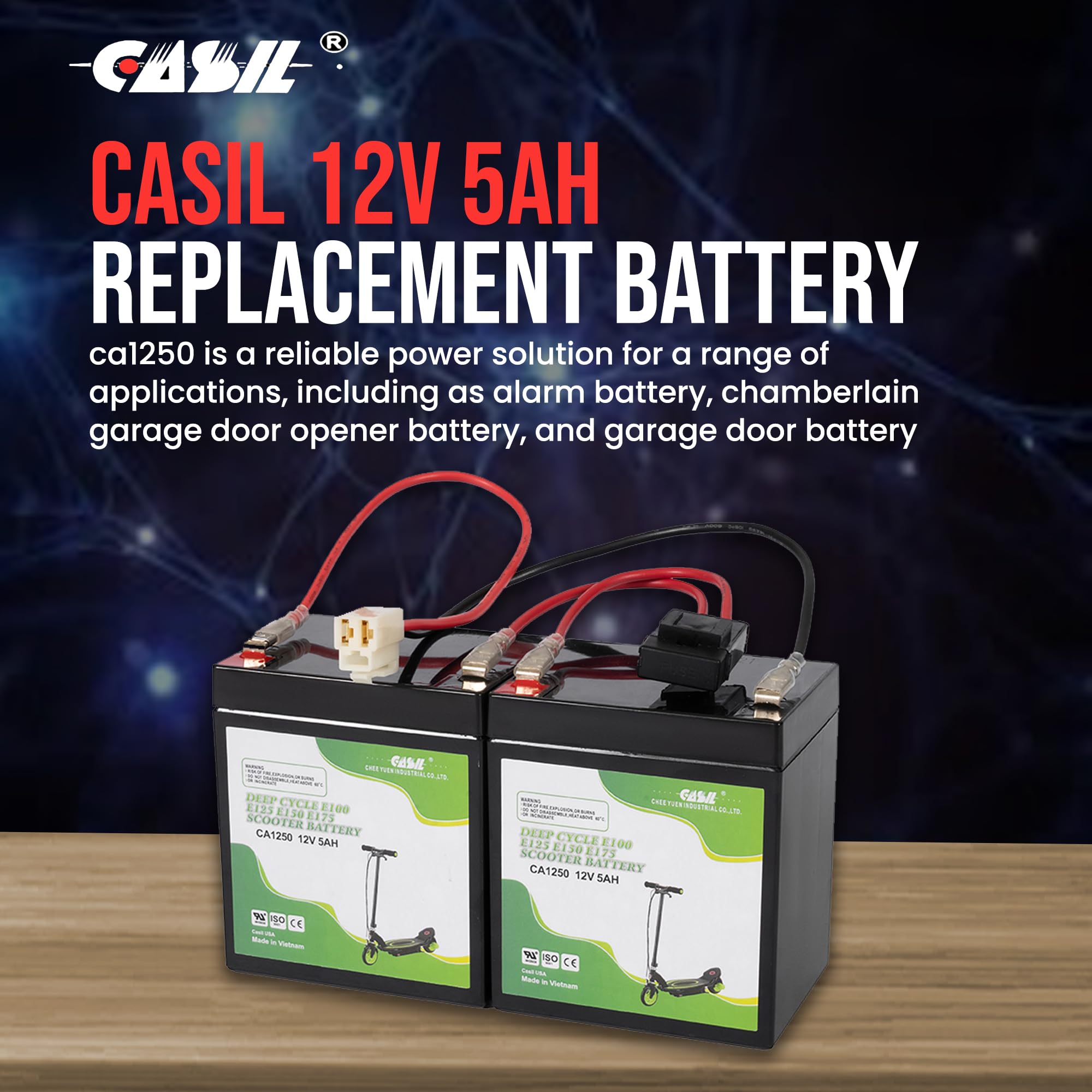 Casil 12v 5ah Razor Scooter Battery Replacement Compaticable with Razor E100, E125, E175 Electric Scooters