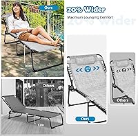 Vista 5 de Tangkula Widen - Sillón plegable y reclinable, portátil con 4 posiciones de respaldo, 2 posiciones de patas, almohada, silla de playa para tomar