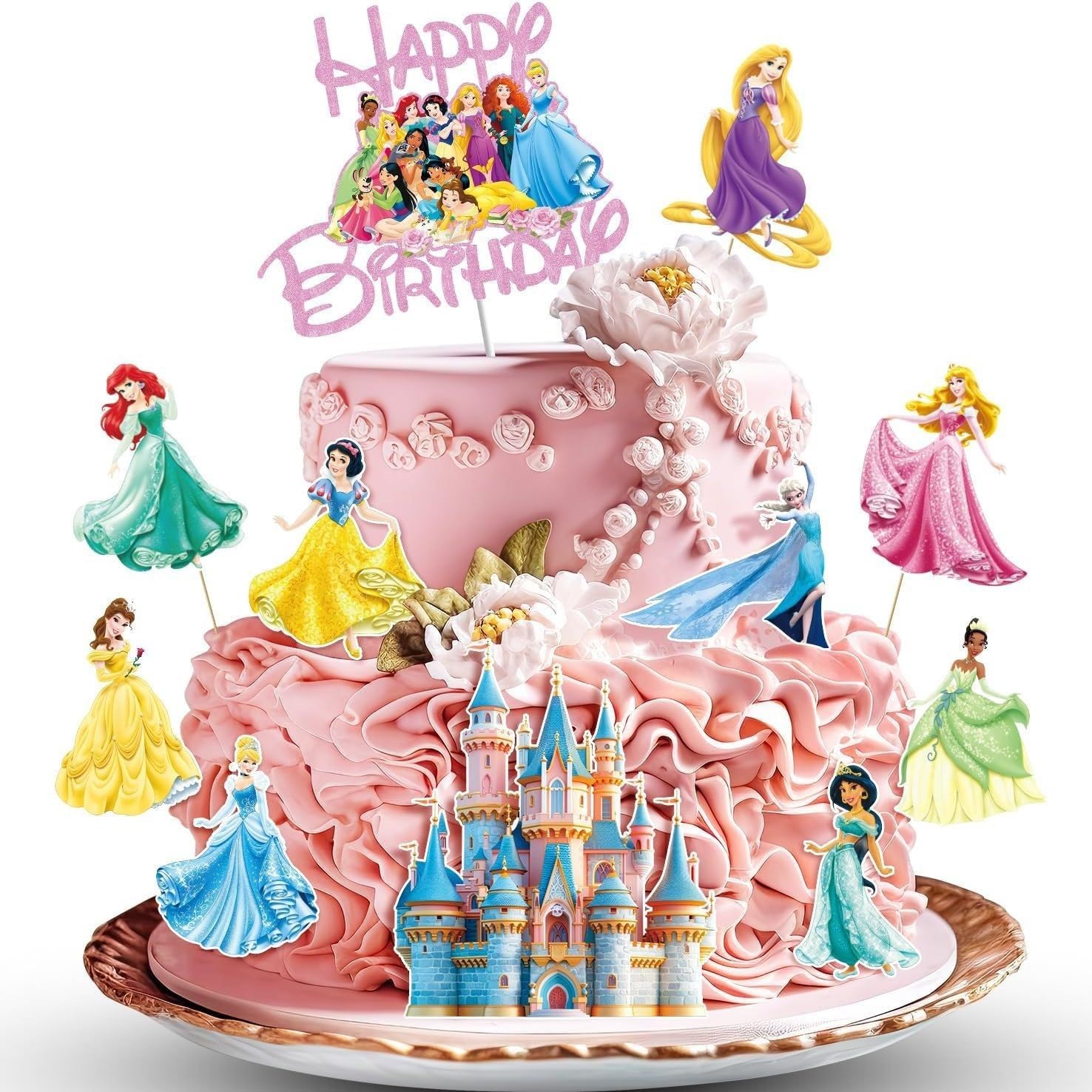 1 Stück Große Cake Topper + 20 Stück Kleine Kuchen Deko, Muffin Deko, Cupcake Topper Deko, Dekorationen für die Geburtstagsparty von Mädchen
