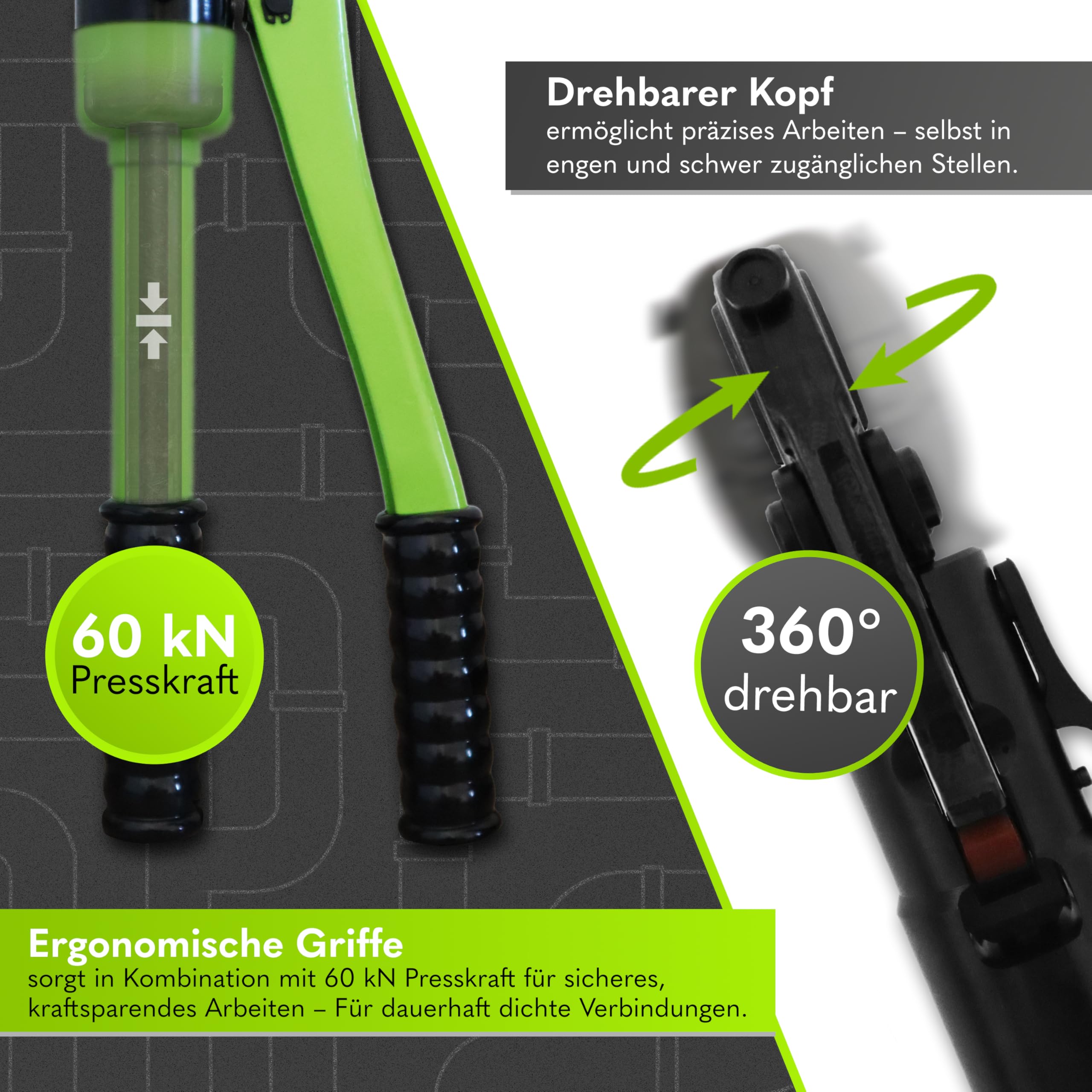 Rohrpresszange hydraulisch – Presszange mit TH & V Kontur für Kupferrohre, Alu-Verbundrohr & Edelstahlrohr – Pressfitting Zange inkl. Rohrschneider & Entgrater - Rohrpresse Presswerkzeug