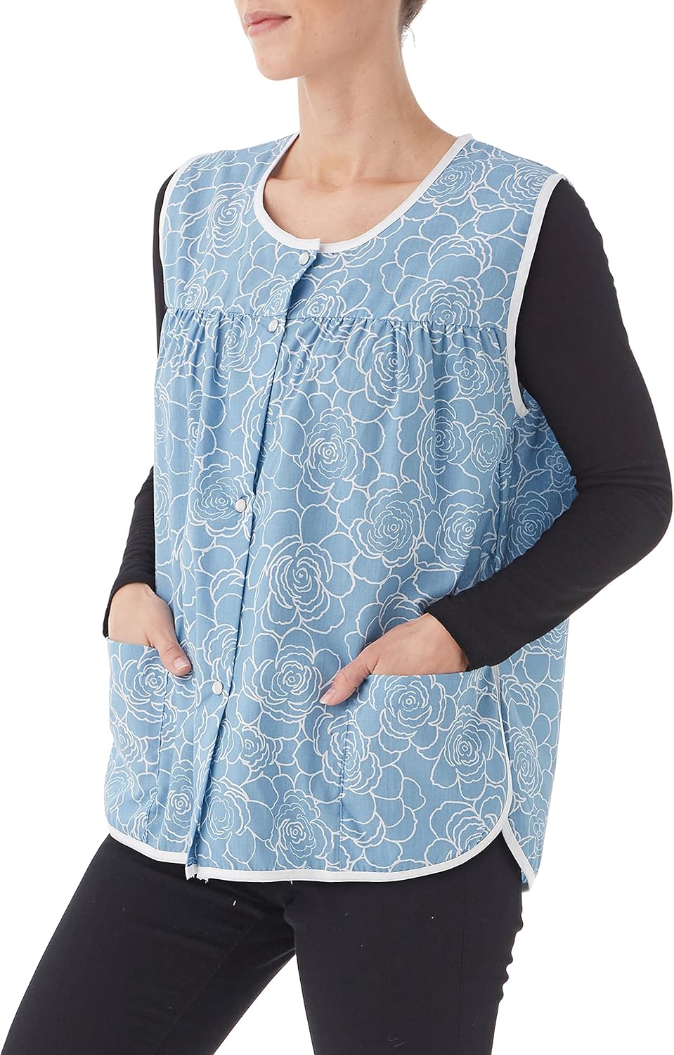 AmeriMark Easy-Care Snap Front Cobbler Aprons Vest with Two Patch Pockets : Home & Kitchen