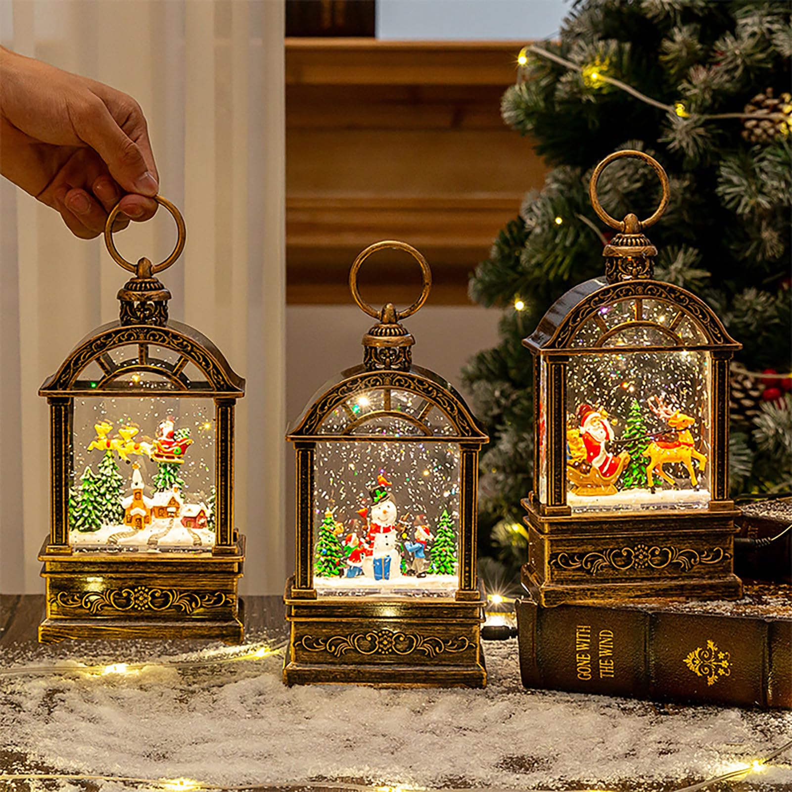 Globo Di Neve Natalizio Musicale Con Luci E Timer - Lanterna Decorativa Con Pupazzo Di Neve, 8 Canzoni - Foto 4