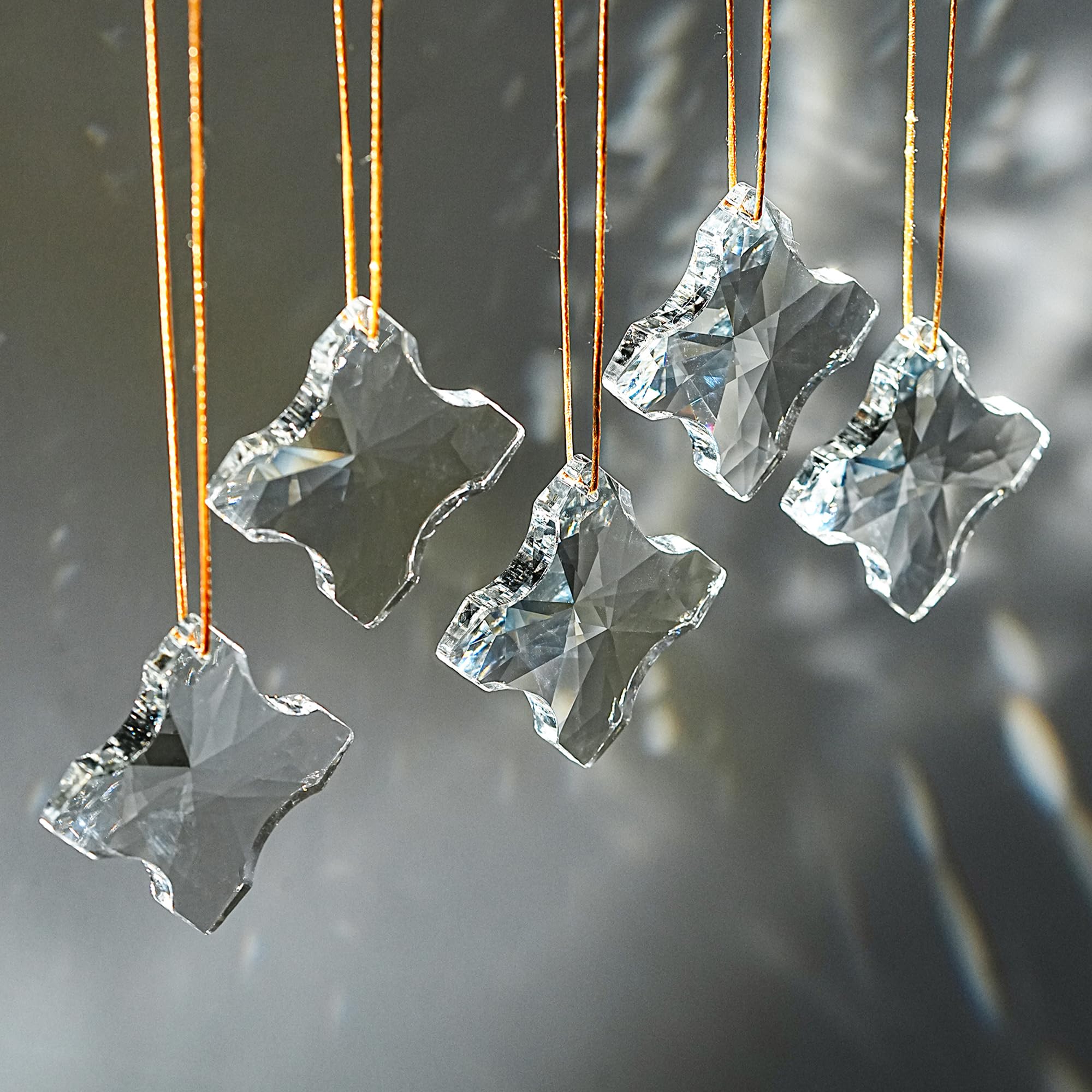 2.7in Crystal Glass Cross Prisms 6pcs Clear Hanging Crystals for Home Window Home Car Decor