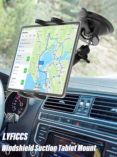 Miniatura 2 de Soporte de metal para tablet de automóvil, con ventosa, para parabrisas de automóvil, rotación de 360 con ajuste para iPad ProAirMini, Galaxy Tab,