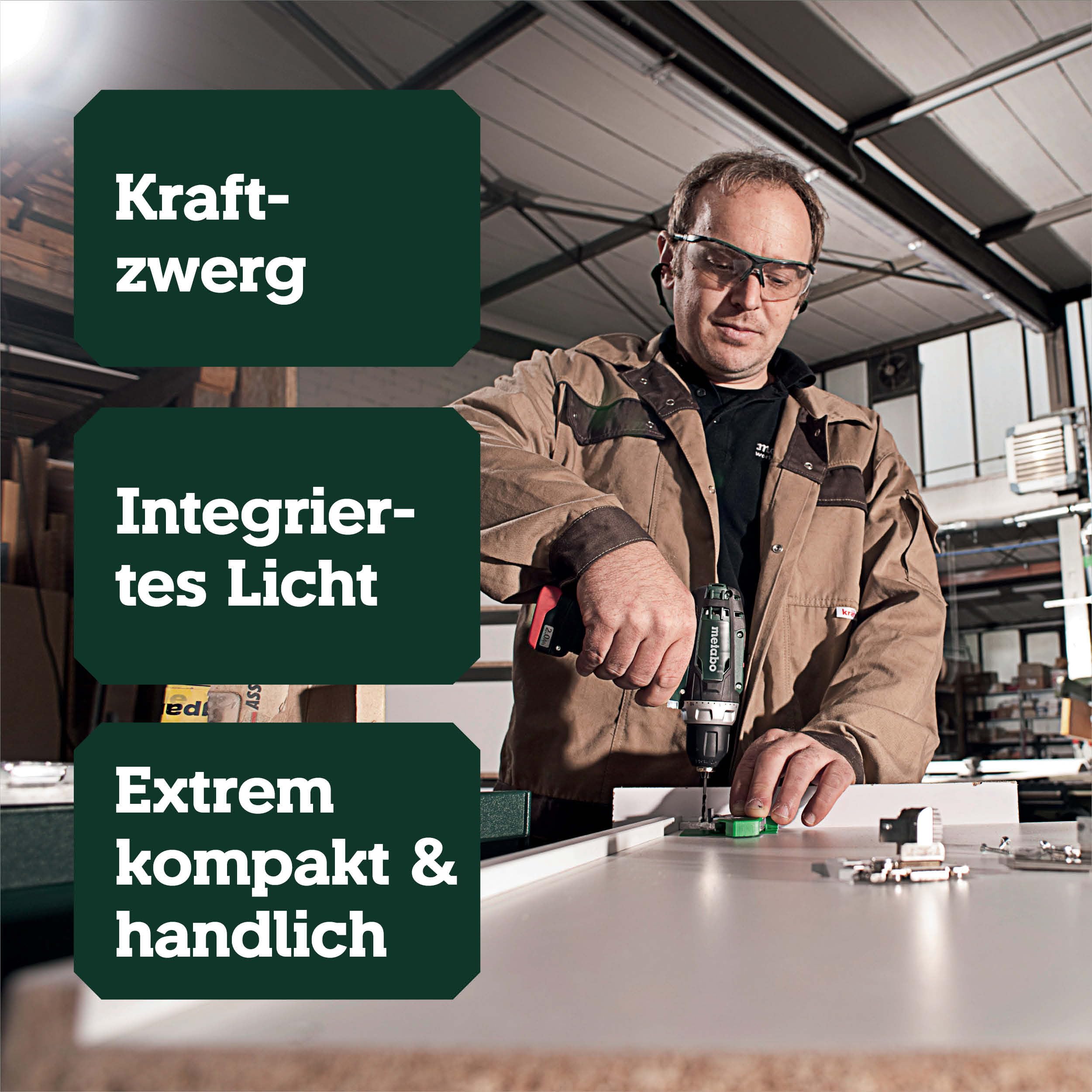 metabo PowerMaxx BS Basic, 12 V Akku-Bohrschrauber mit 2x 2,0 Ah Akkus | Inklusive 2 Akkus, Ladegerät und Koffer, kurzes Design mit Magnet-Spindel, Kapazitätsanzeige, Gürtelhaken, Multi-Color