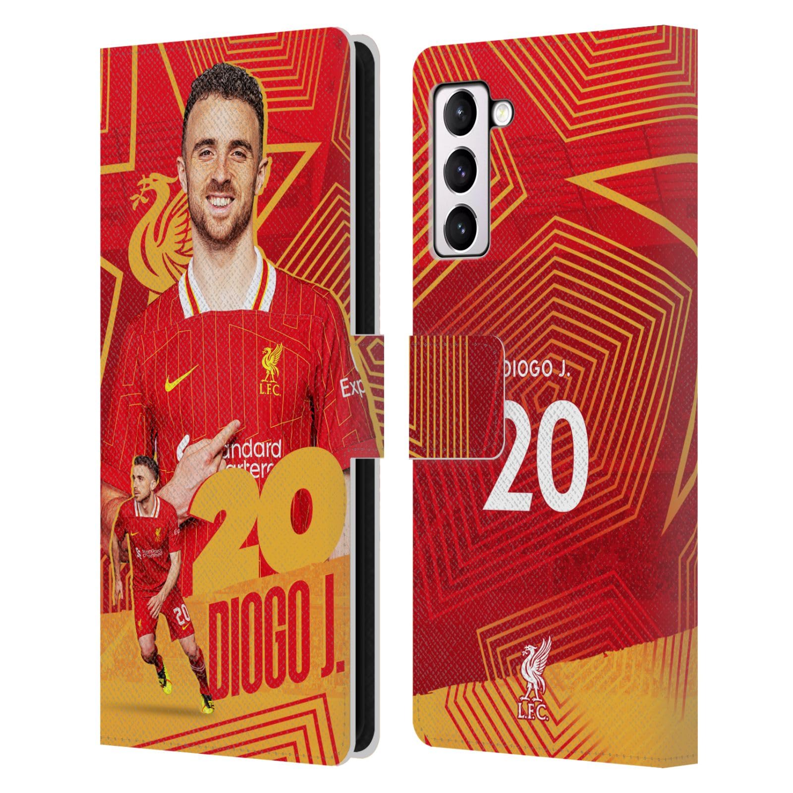 Head Case Designs Officially Licensed Liverpool Football Club Diogo Jota 2024/25 First Team Leather Wallet Case Compatible With Samsung Galaxy S21+ 5G — image 1