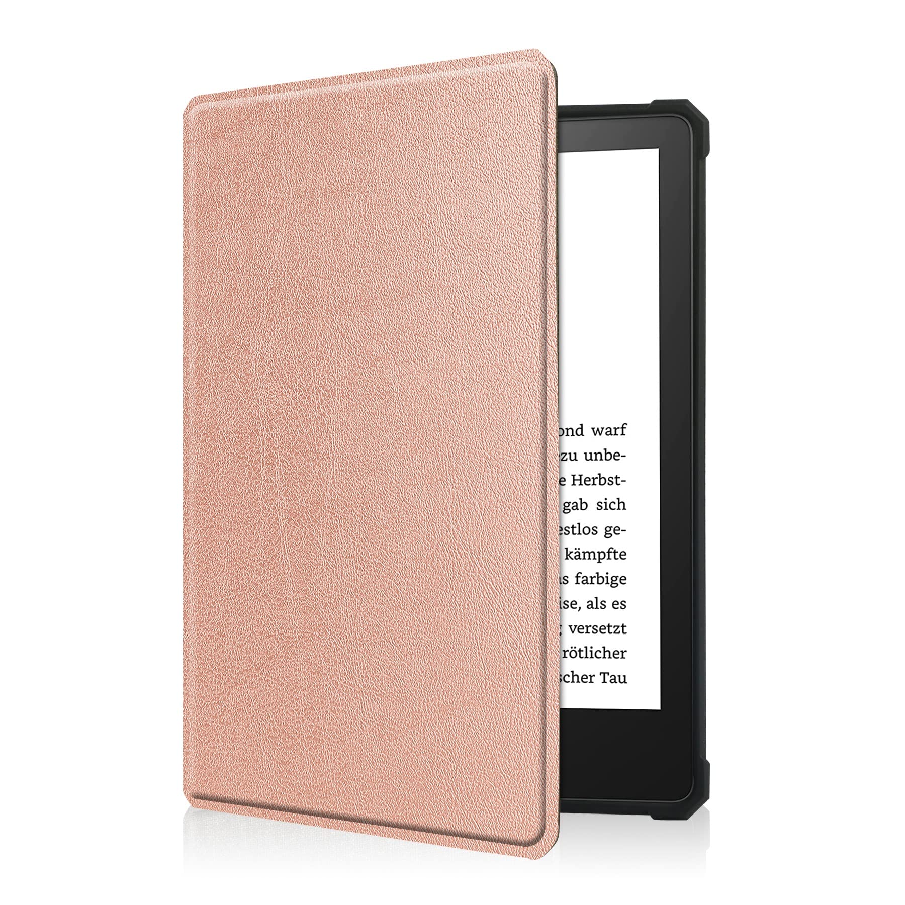 Slim Case dla Kindle PaperWhite (wersja 6,8 "2021), TPU. Skórzany przypadek Ochronna Smart Folio Shell Pokrywa z zamknięciem magnetycznym i funkcją stoiska auto Wake/sen(Rose Gold)