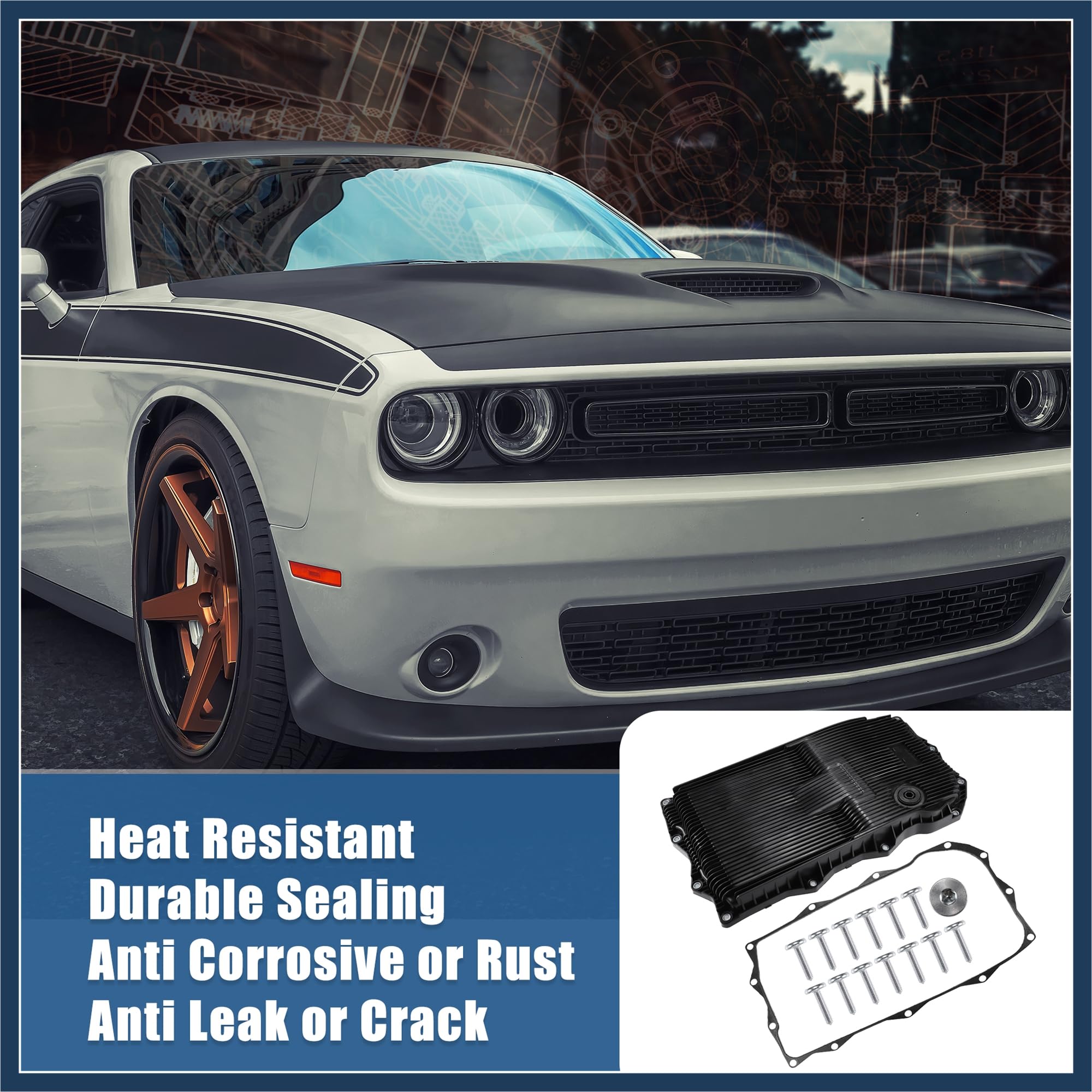 1 ensemble de carter d'huile de transmission de rechange n° 68225344AA avec boulons pour Chrysler 300 2013-2021 pour Dodge Charger Design élégant