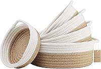 NaturalCozy 5-Piece Cotton Rope Woven Baskets Set - Round Organizing Bins for Montessori Toys, Remotes, Keys, Fruits, Pet Toys - Safe Home Storage Decor