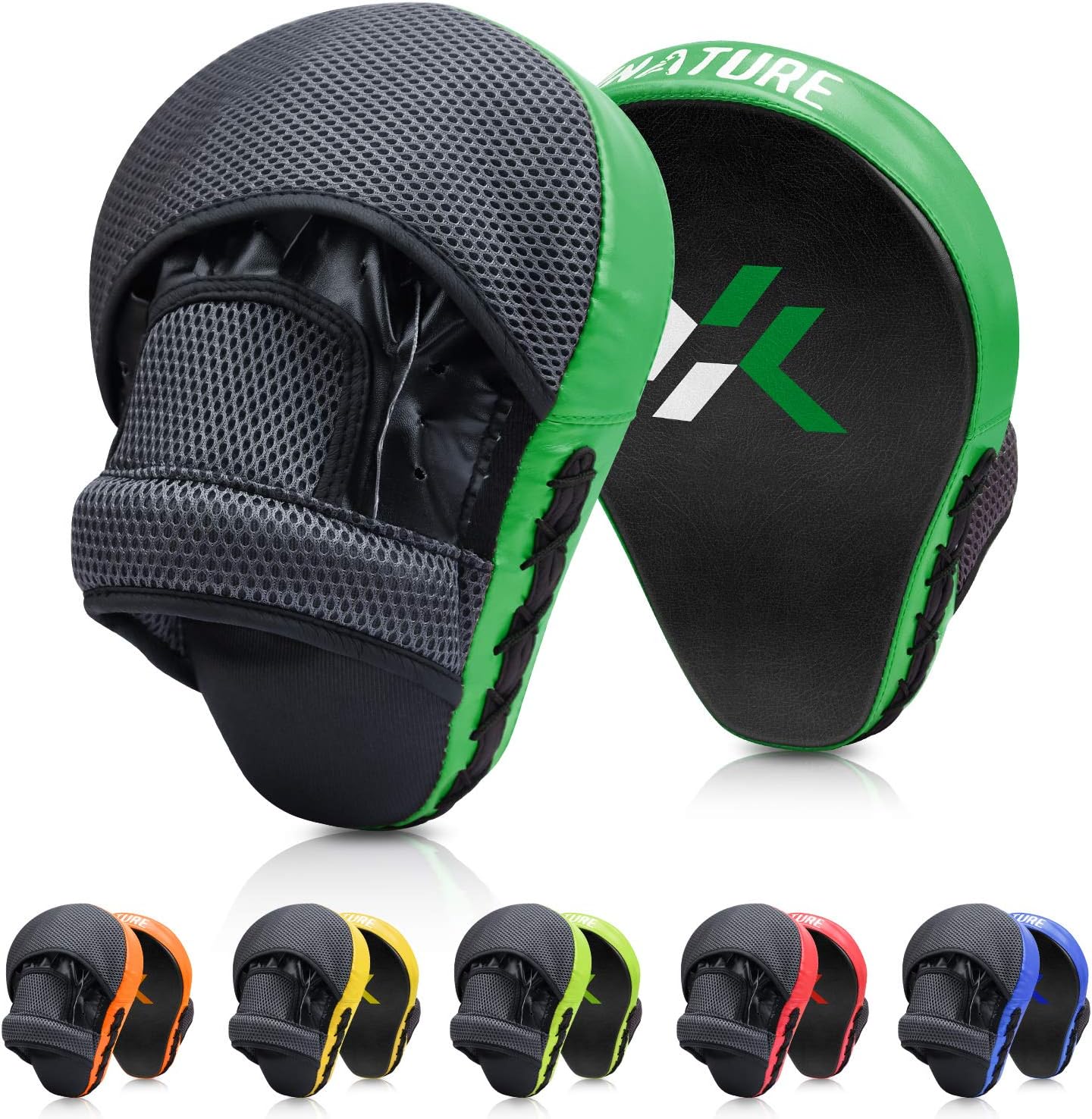 Xnature Curved Boxing MMA Punching Mitts Boxing Pads Hook & Jab Pads MMA Target Focus Punching Mitts Thai Strike Kick Shield a Pair