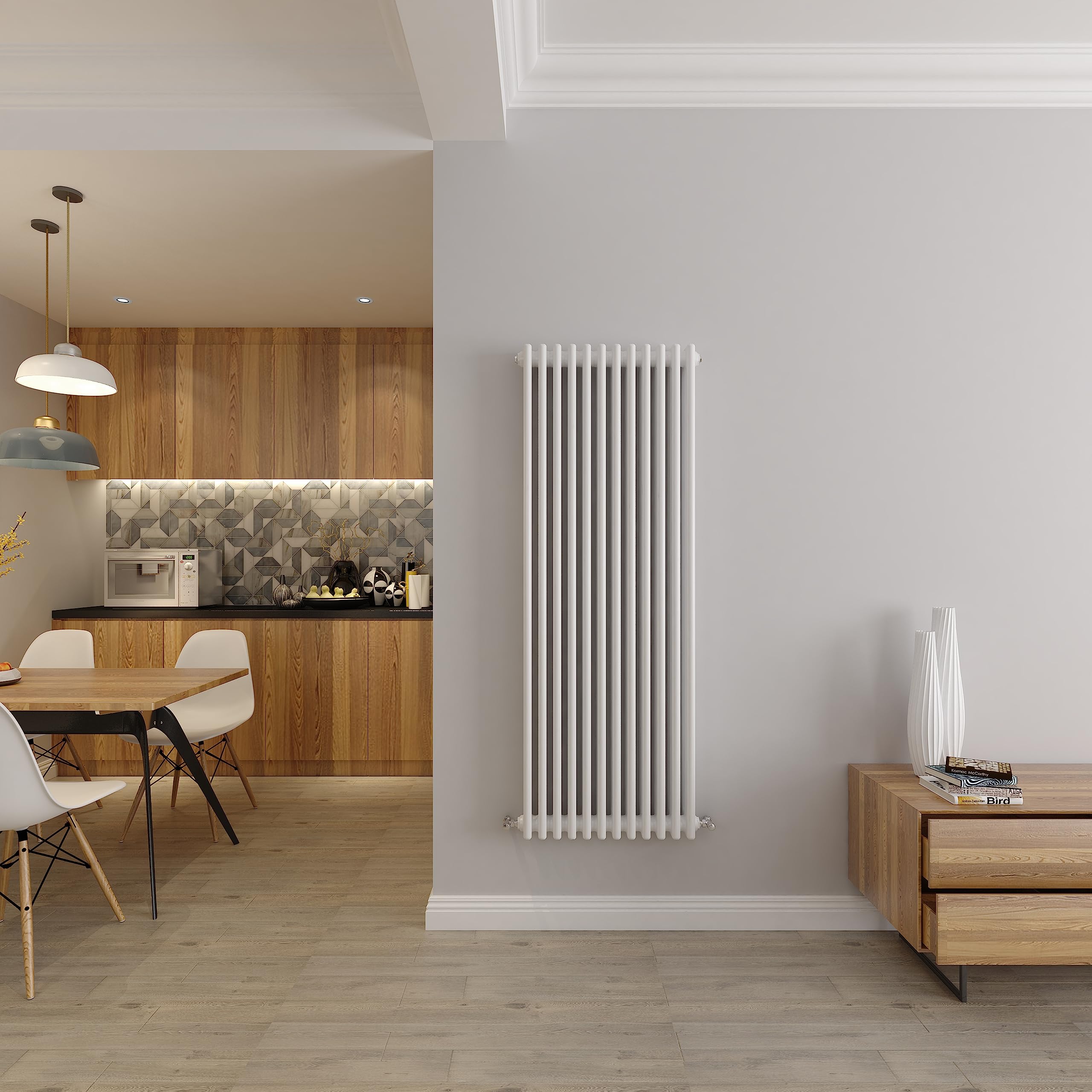 3 Column Radiators Cast Iron Style Central Heating Vertical Radiator White 1500x560mm Perfect for Kithcen, Living Room, Bathroom